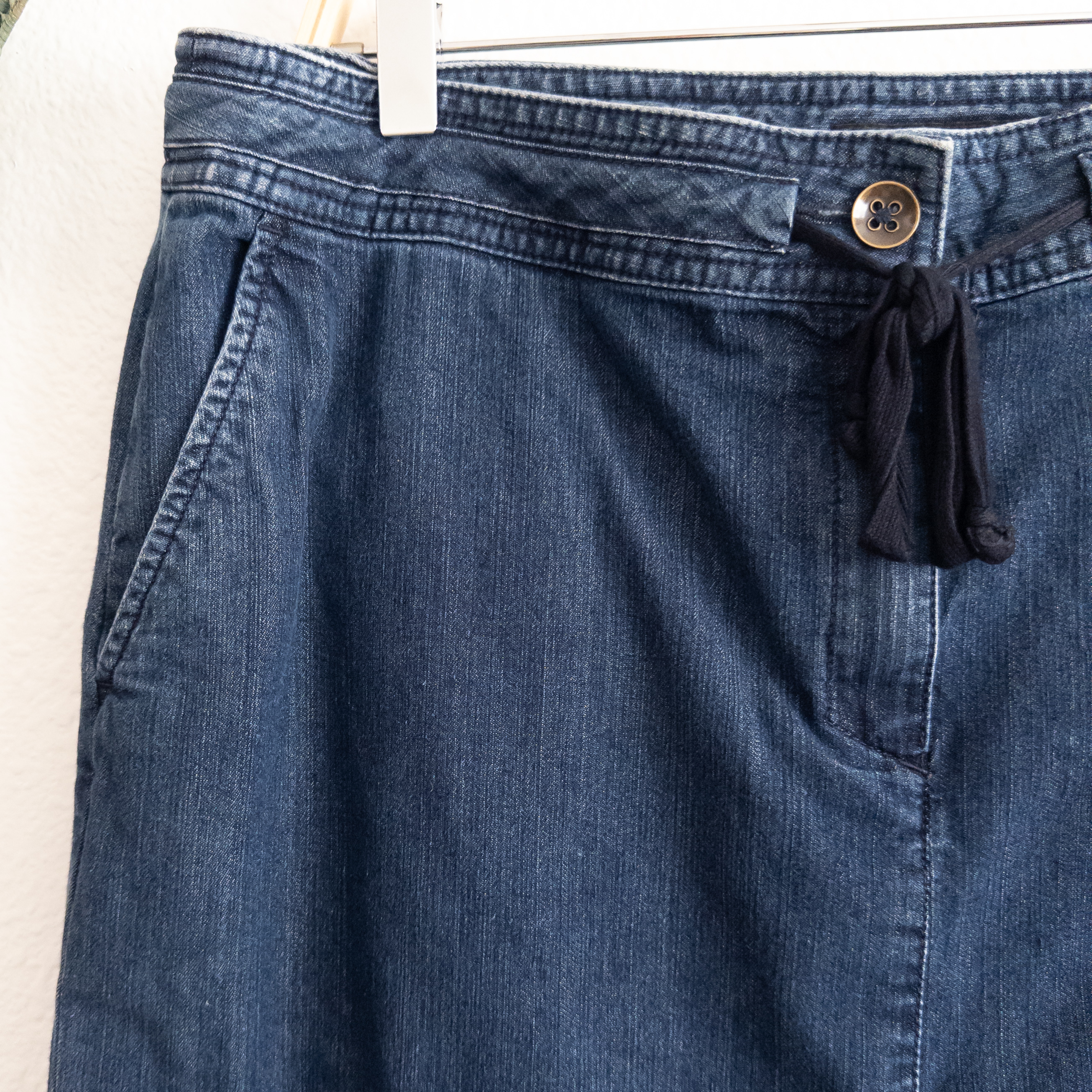 Blue Denim Jean Skirt with Tie waist Size 14