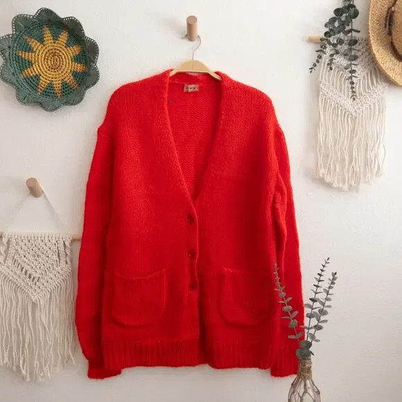 Red Knit Cardigan