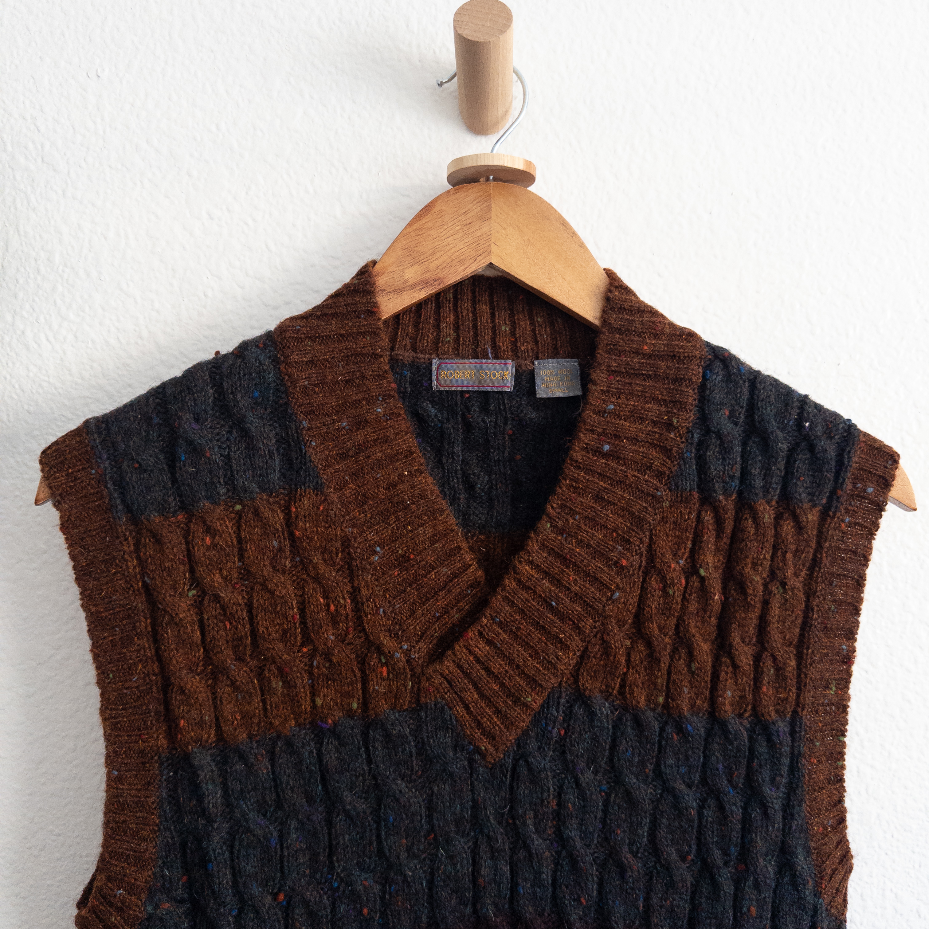 Robert Stock Chunky Knit Sleeveless Wool Vest Sweater Vest Size Small