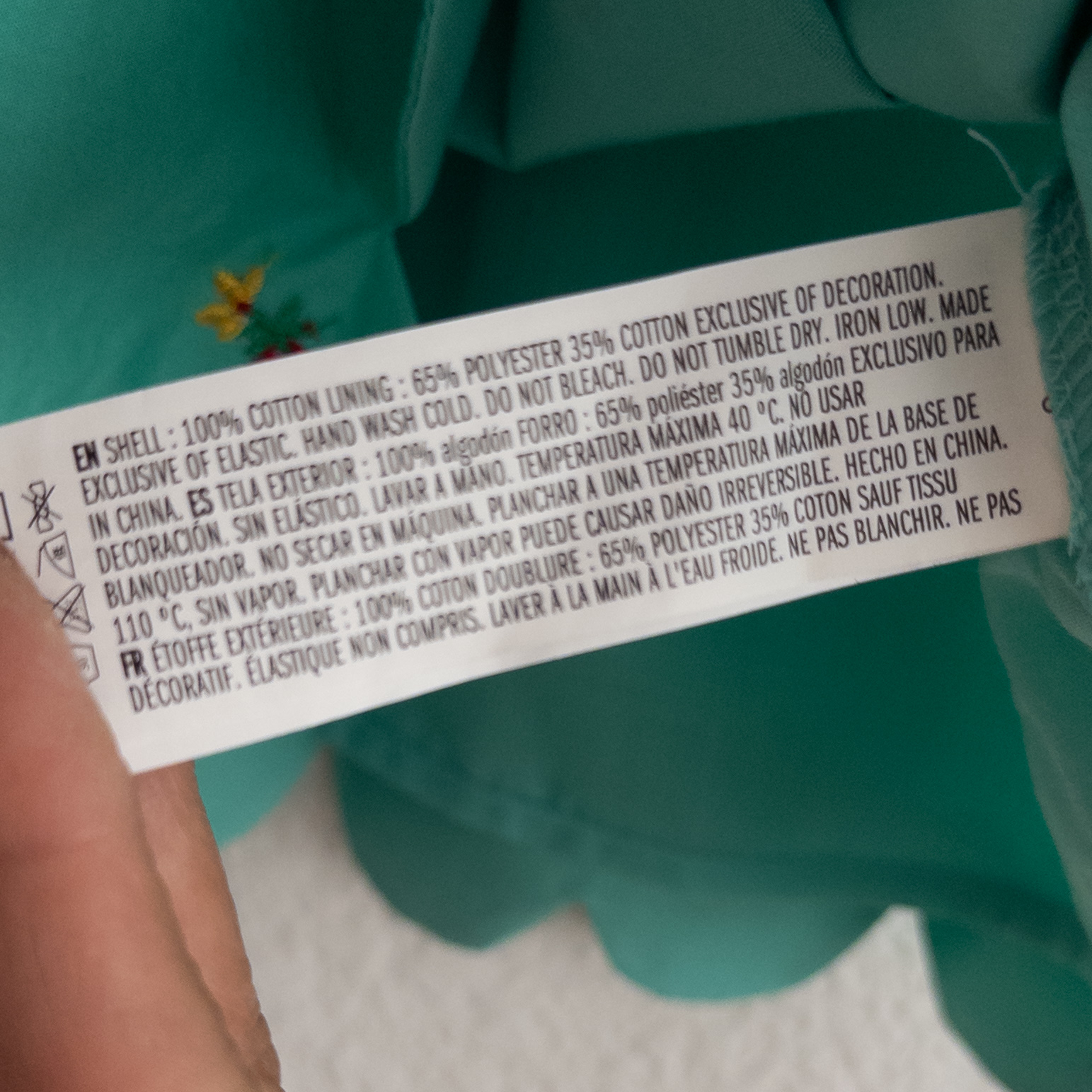 English Factory Floral Green Scalloped Hem Ruffle Detail Top Size Large