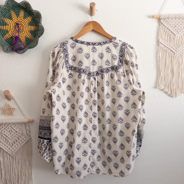 Bohemian Floral Peasant Blouse