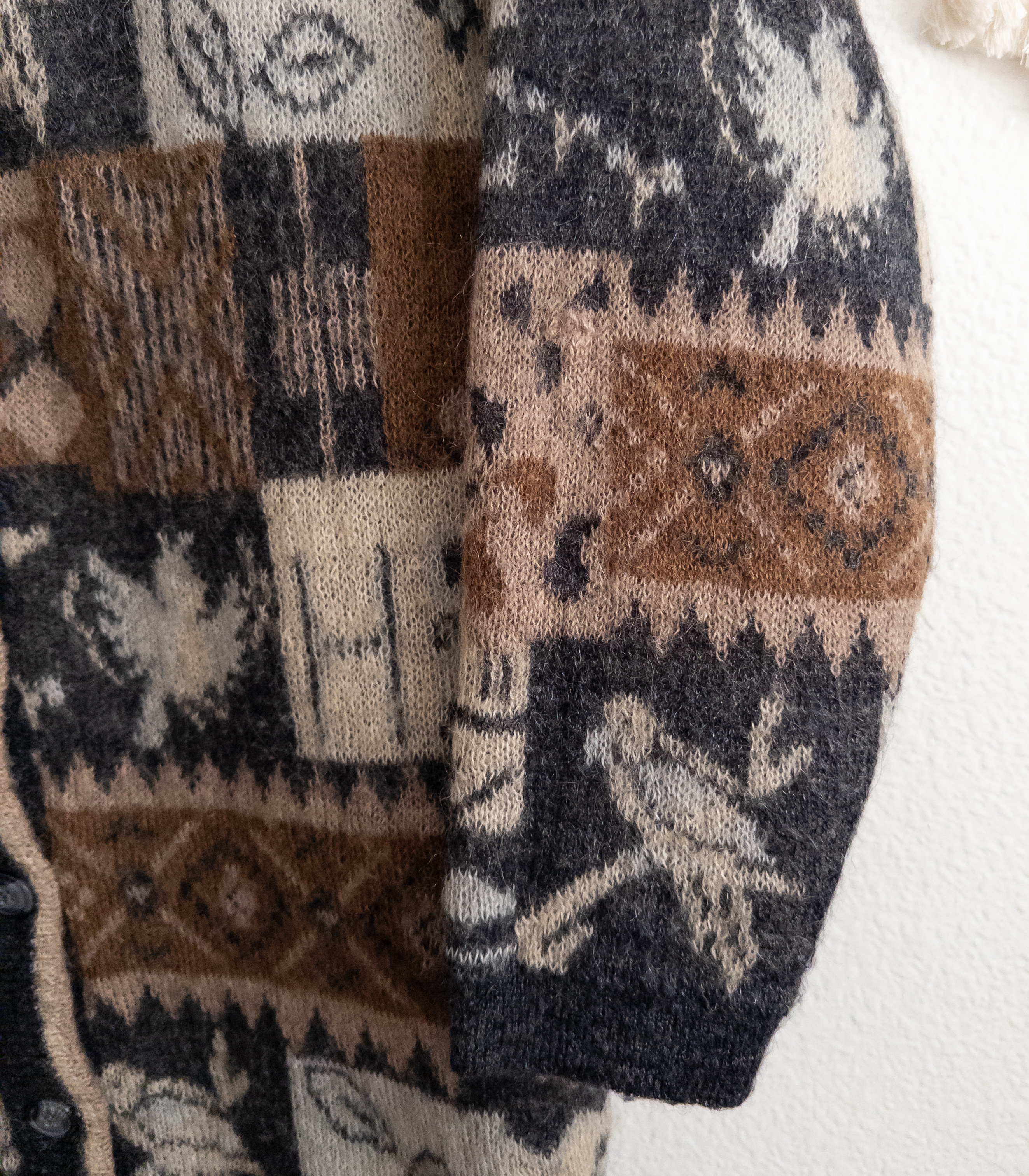 Vintage Mohair Blend Patchwork Knit Cardigan Size Medium