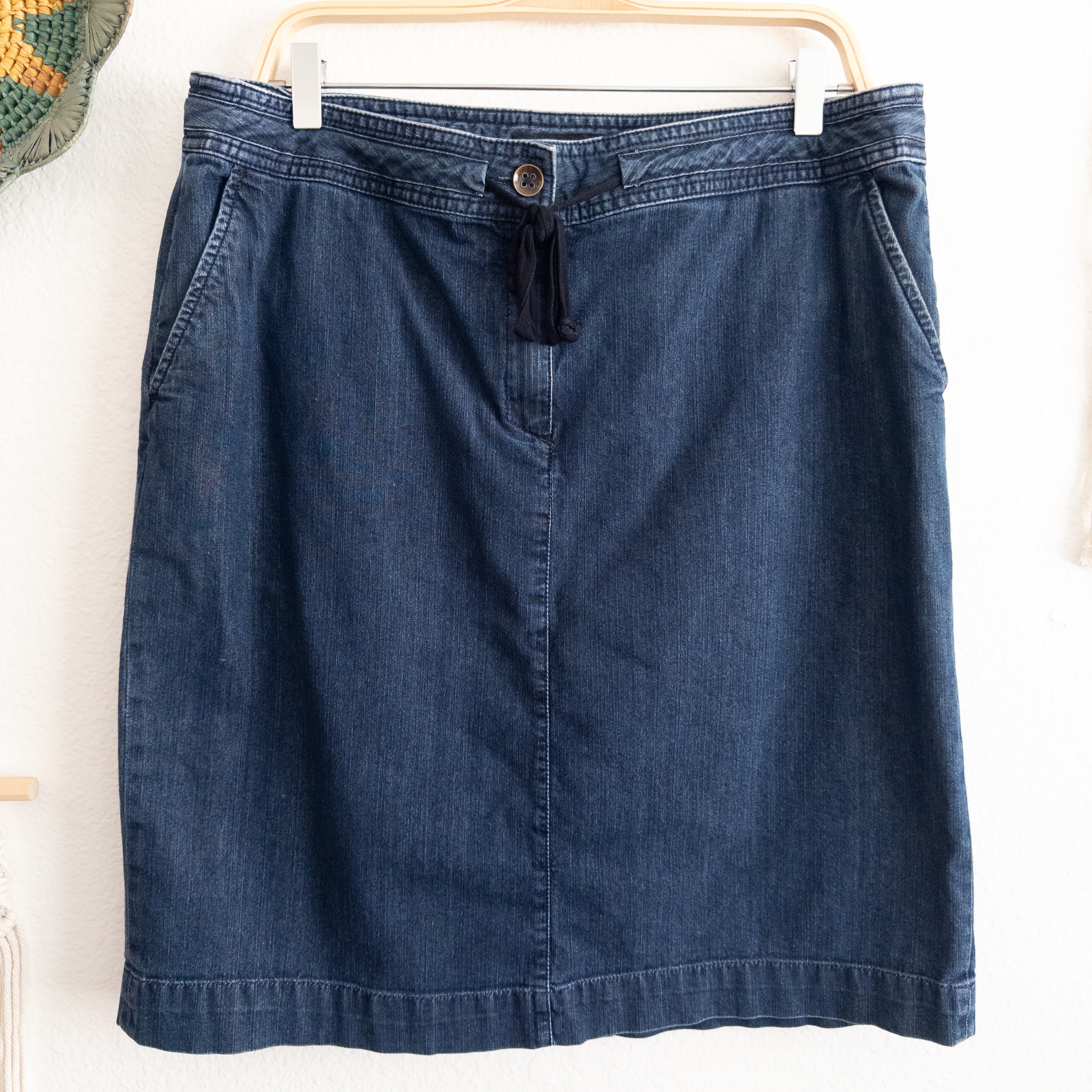 Blue Denim Jean Skirt with Tie waist Size 14