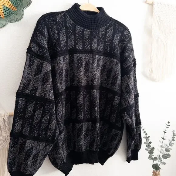 Wool Blend Grandpa Sweater Made in Italy Size Large Vintage 