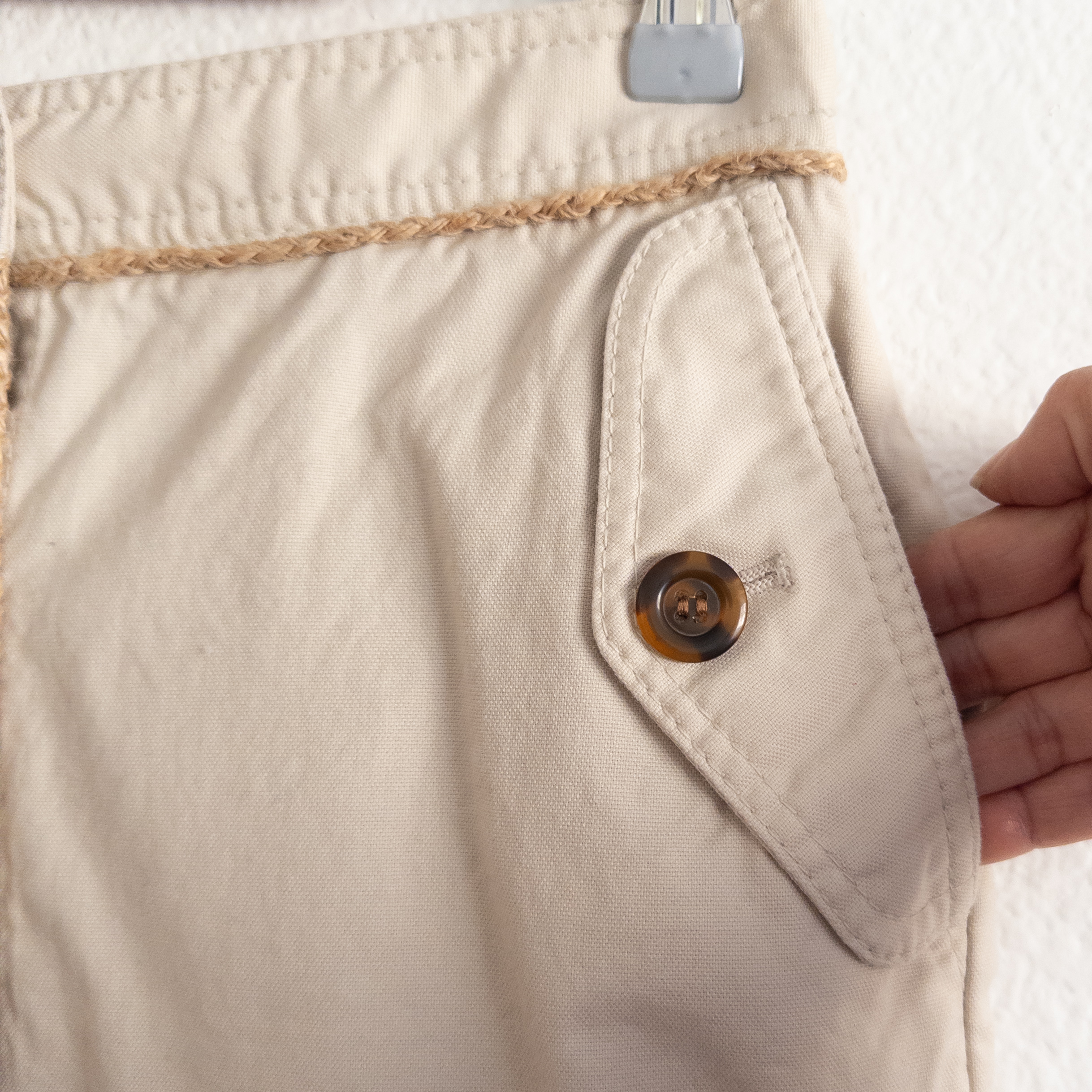 The Limited Beige Braided Trim Button Down Skirt Size 4 Vintage