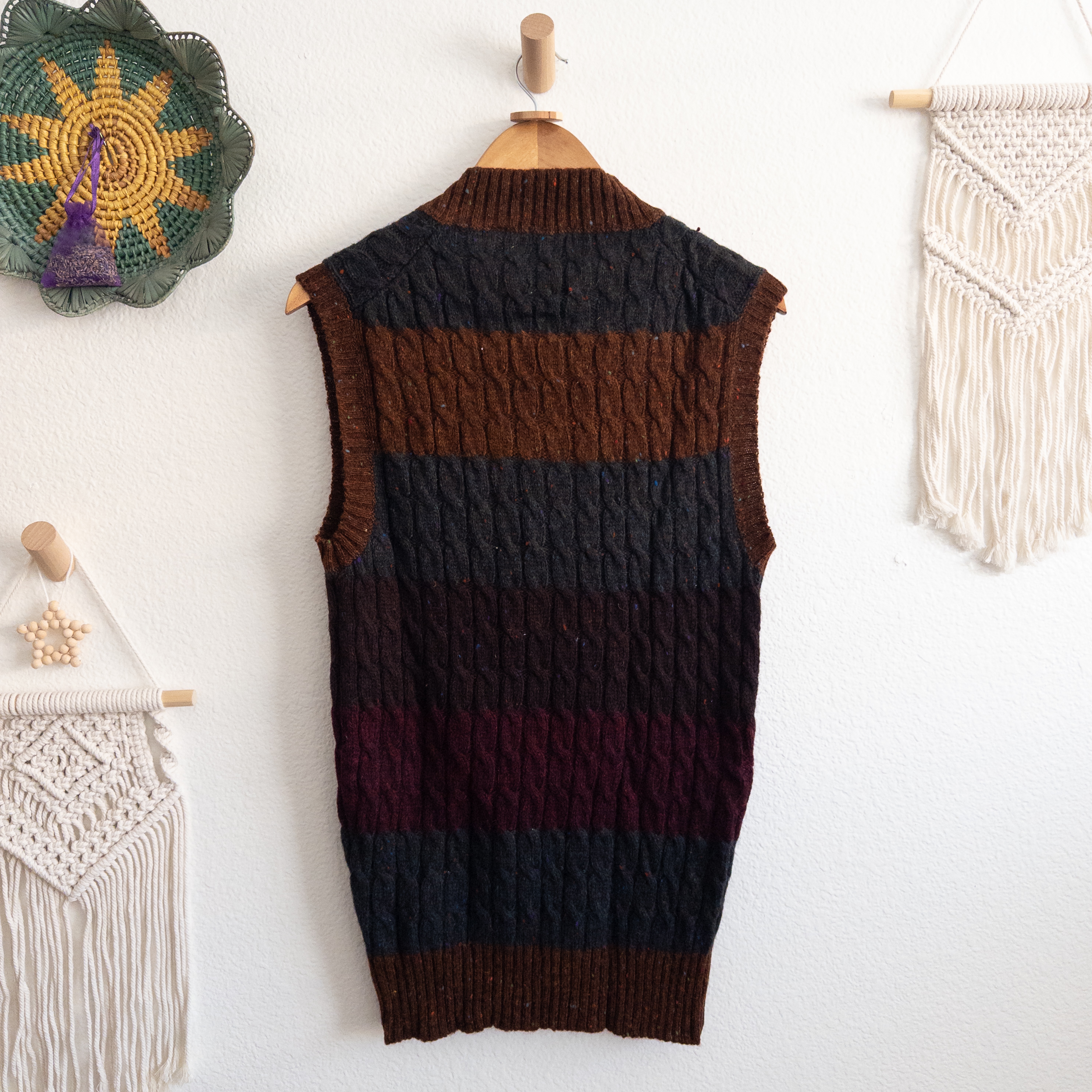 Robert Stock Chunky Knit Sleeveless Wool Vest Sweater Vest Size Small