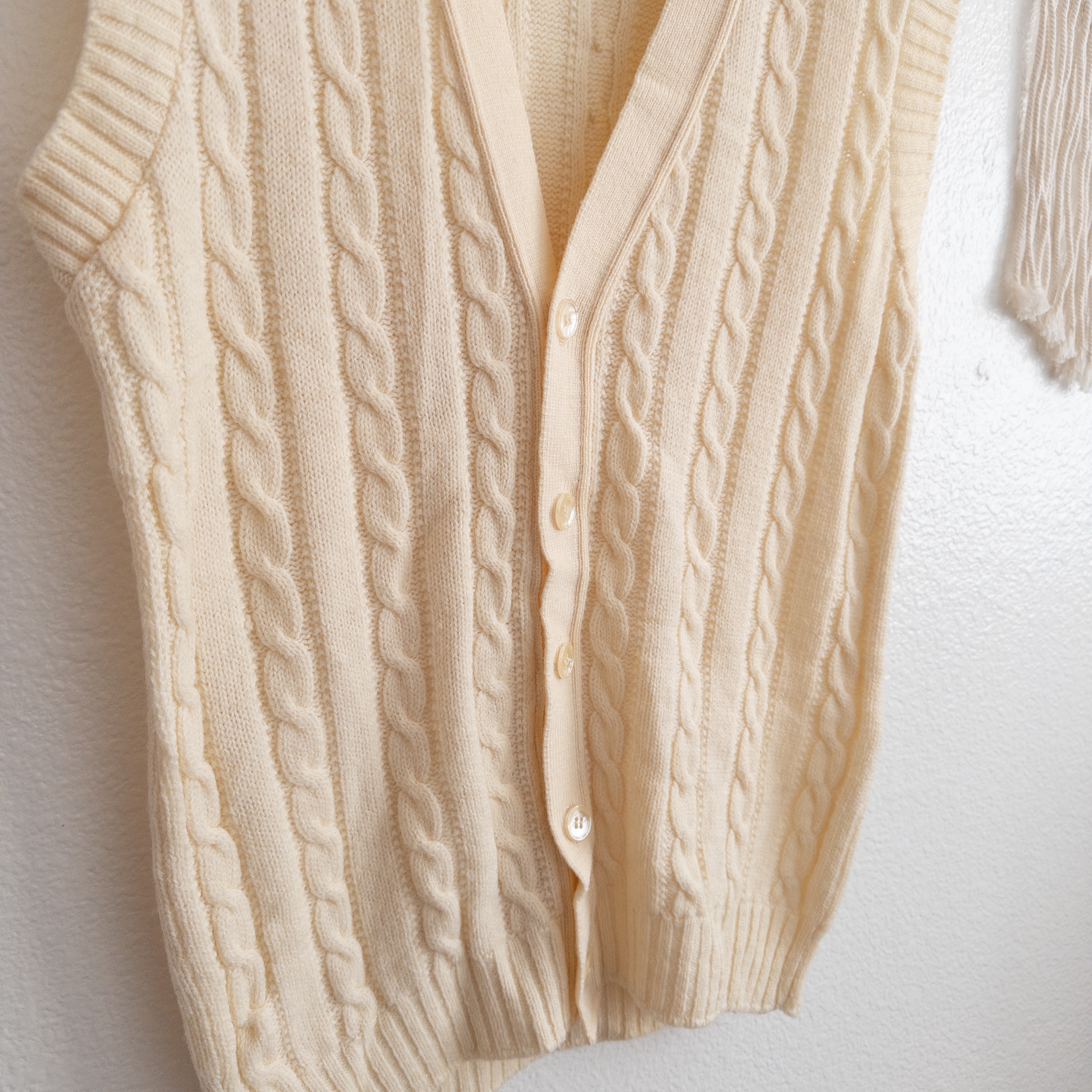 Cream Cable Knit Buttoned Vest