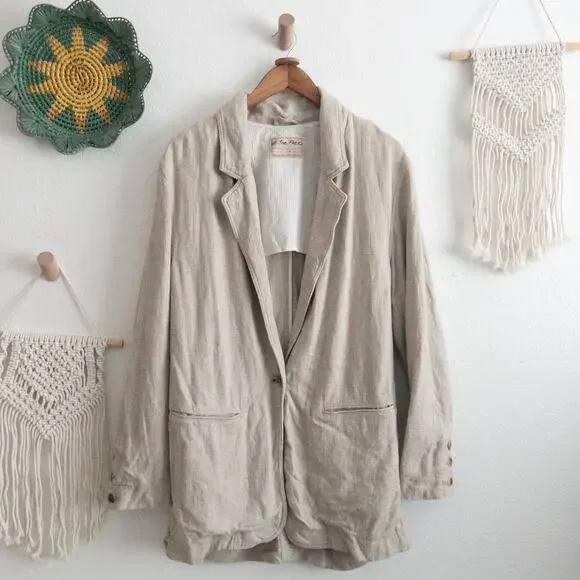 Beige Linen Blazer