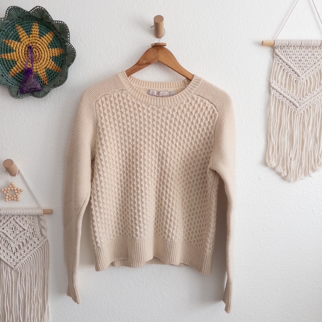 Cream Knitted Chunky Merino Wool and Cashmere Sweater Size Large Nordstrom Signature