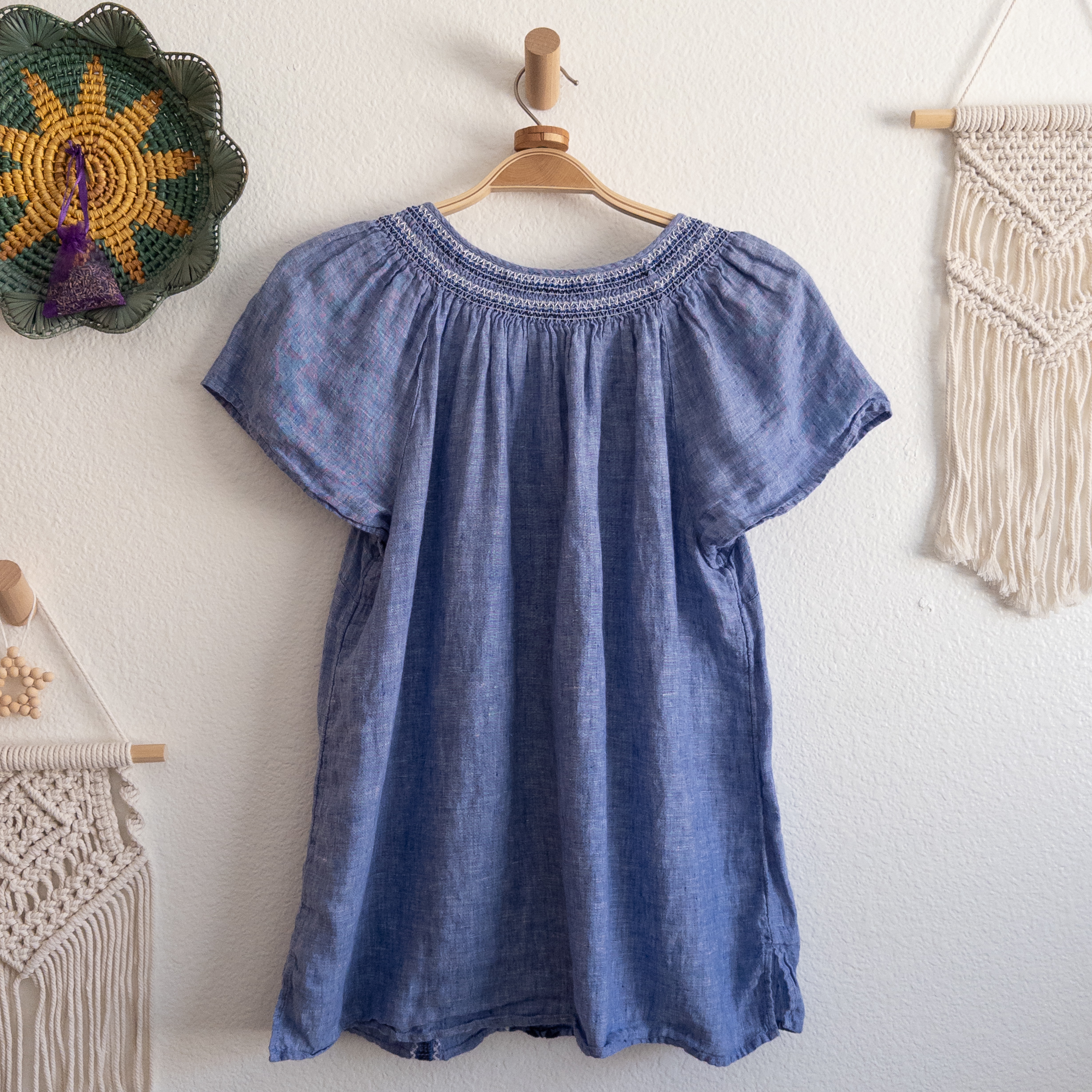 Blue Embroidered Boho Blouse Talbots Plus X