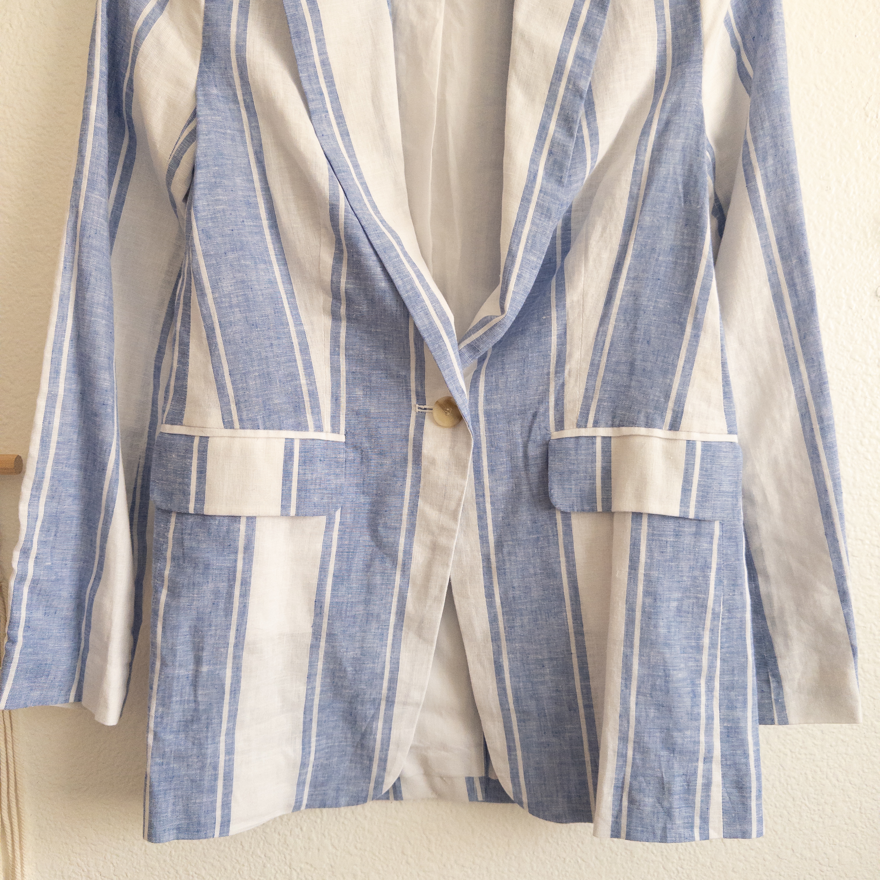 Court & Rowe Milano Estate in Villa Azul Striped Linen Blend Blazer NWT Size 00