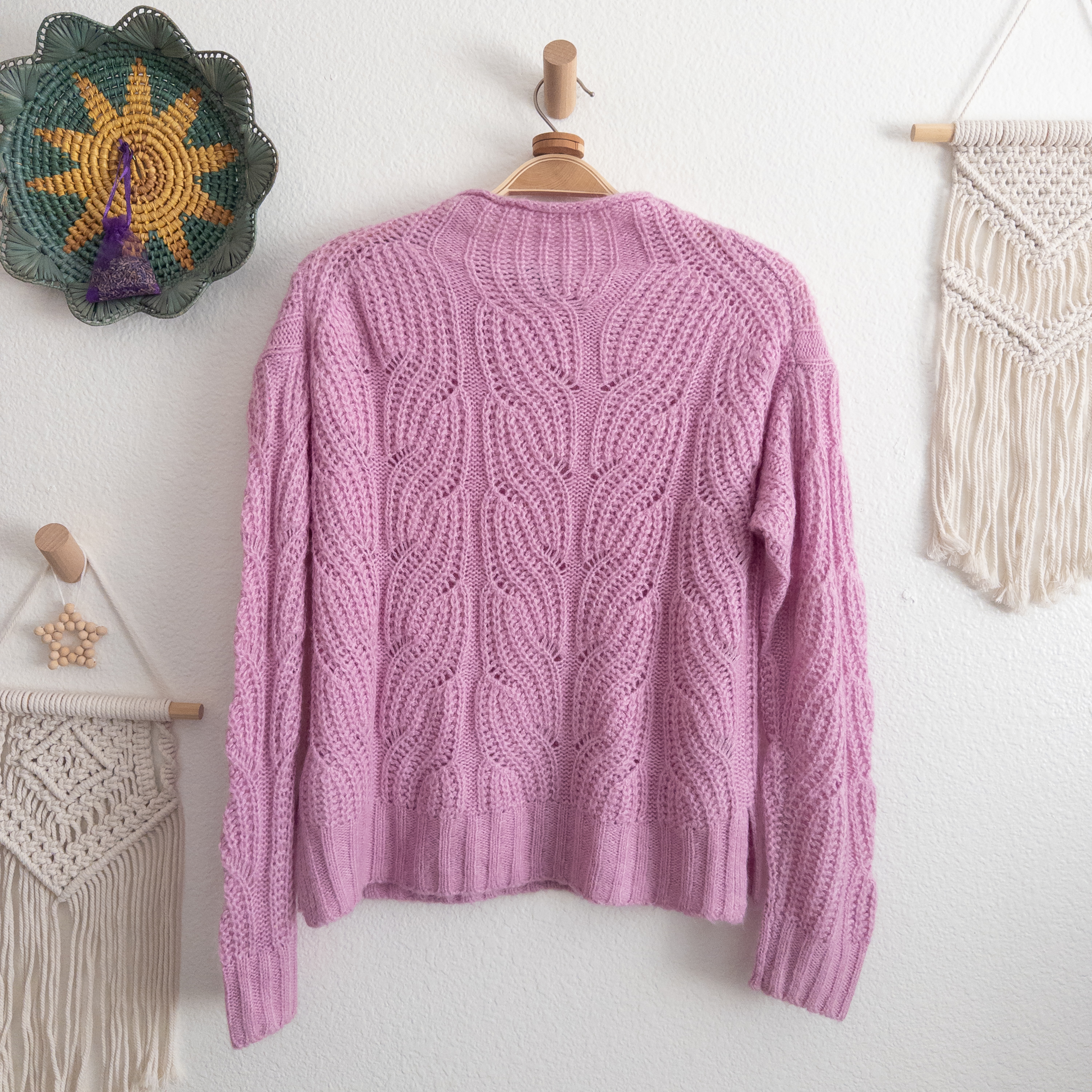J. Crew Lilac Pointelle Cable Knit Alpaca High Neck Sweater Small