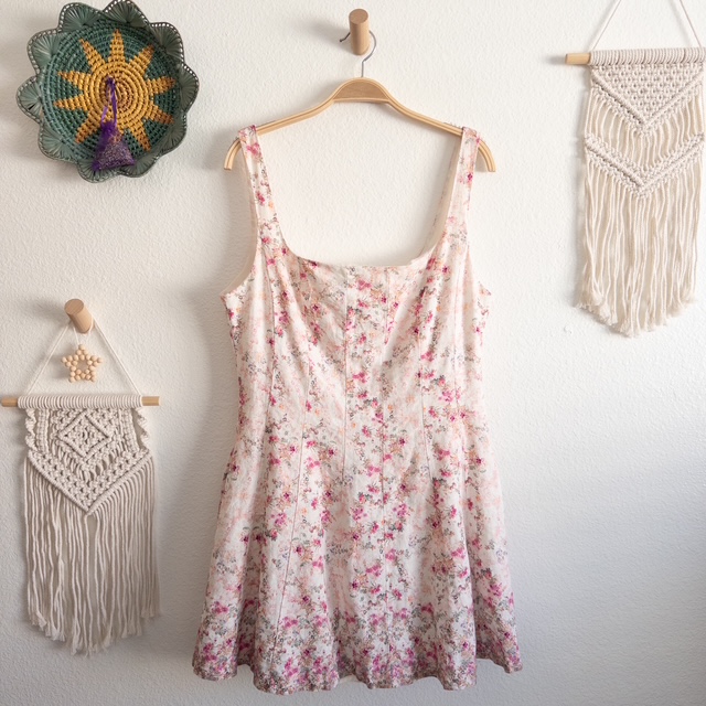 Spring Boho Floral Linen Blend Sun Dress Size 12