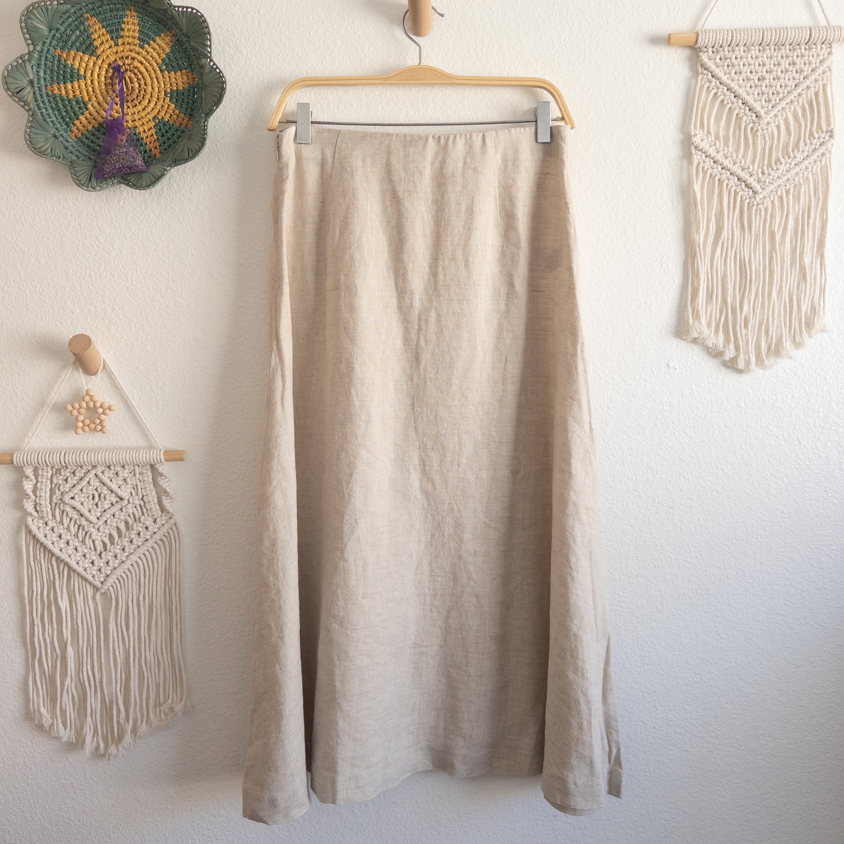 The Drop Sicily Natural Linen Midi Skirt Size Medium NWT
