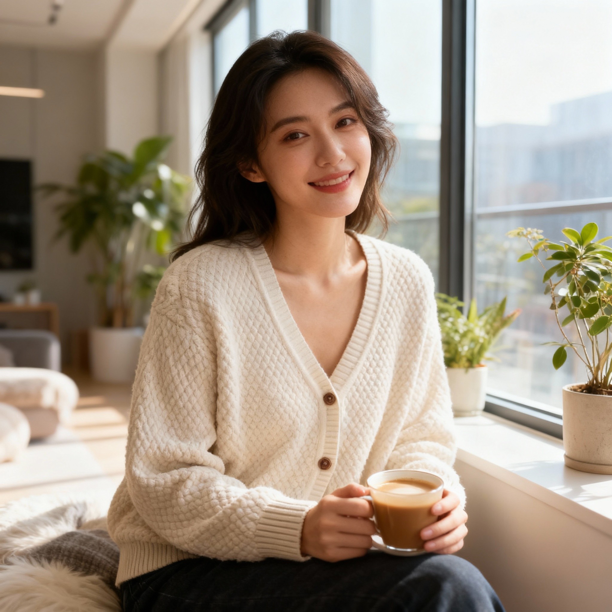 Knitted Cream Cardigan