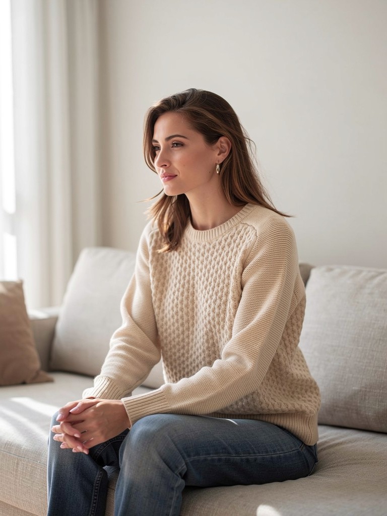 Cream Knitted Chunky Merino Wool and Cashmere Sweater Size Large Nordstrom Signature