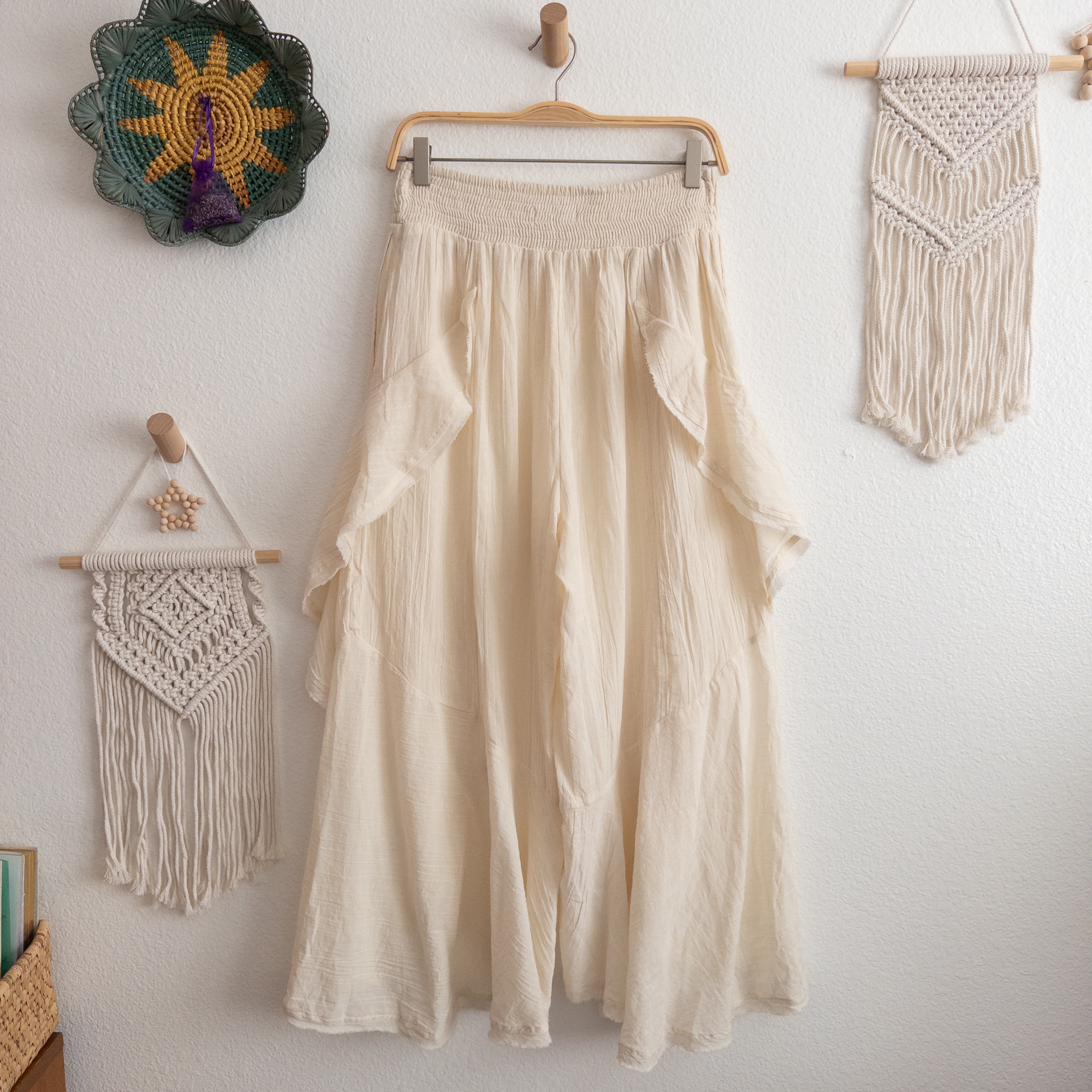 Free People Free-est Songs of Summer Gauzy Cream Boho Beach Pants Size XS-TP