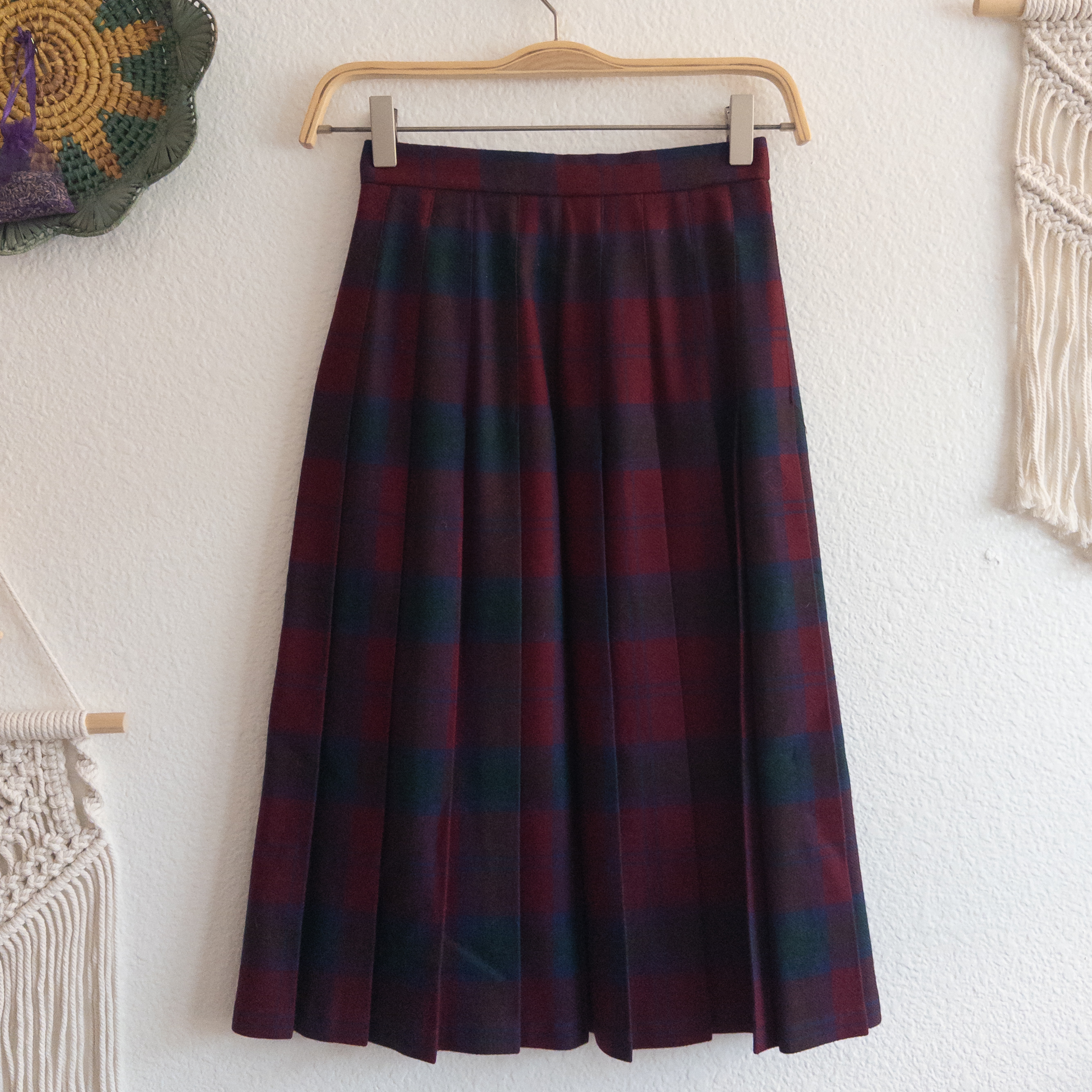 Charter Club Petites Plaid Wool Midi Wrap Skirt Academia Vintage Size 4 England