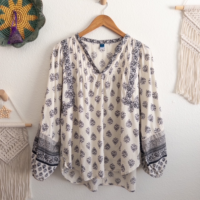 Bohemian Floral Peasant Blouse
