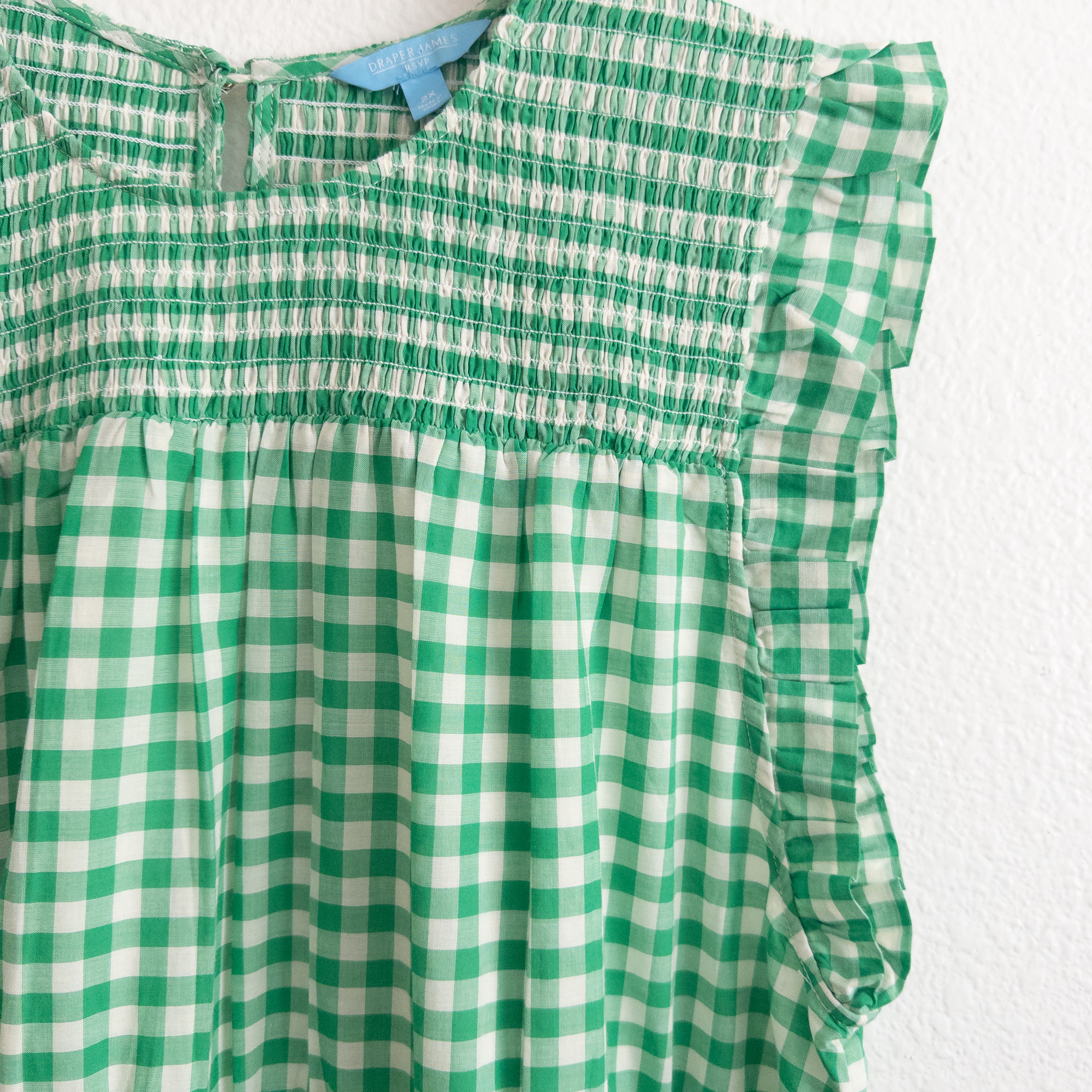 Draper James RSVP Green and White Gingham Midi Sun Dress Size 2X