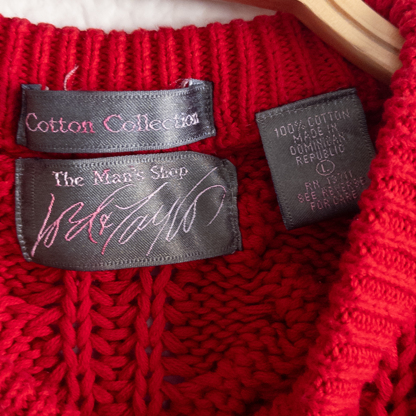 Lord & Taylor Cotton Collection Classic Red Cable Knit Sweater