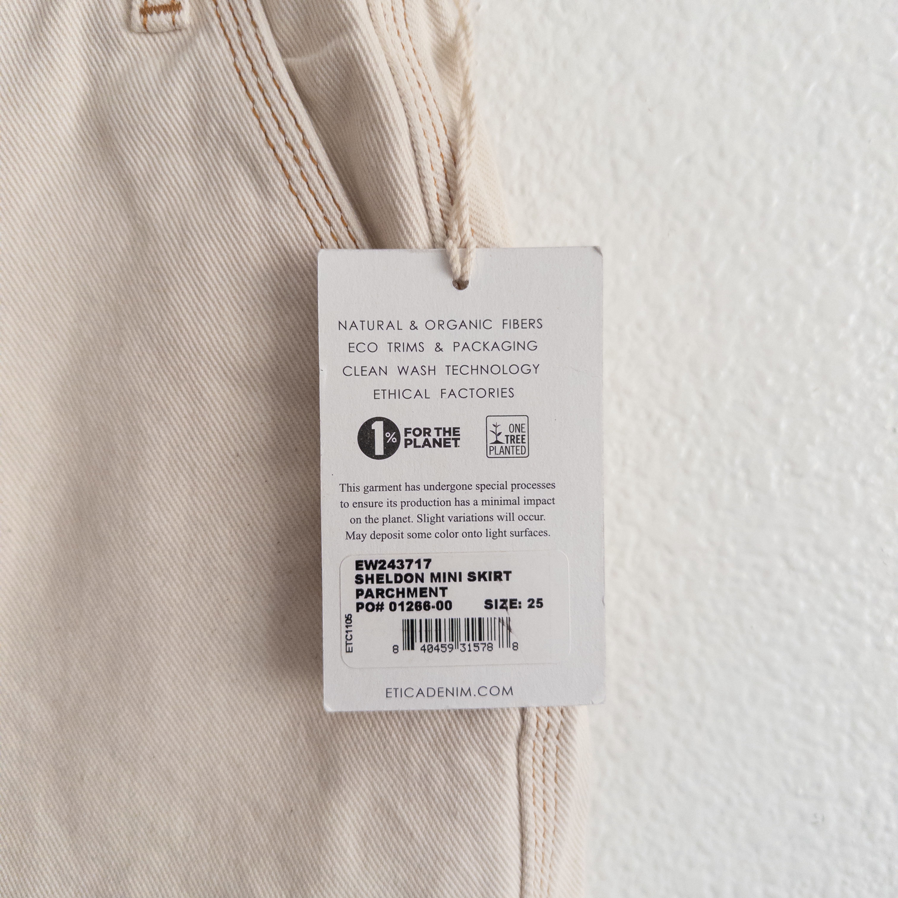 Etica Anthropologie Sheldon High Waist Denim Beige Mini Skirt Size 25 New