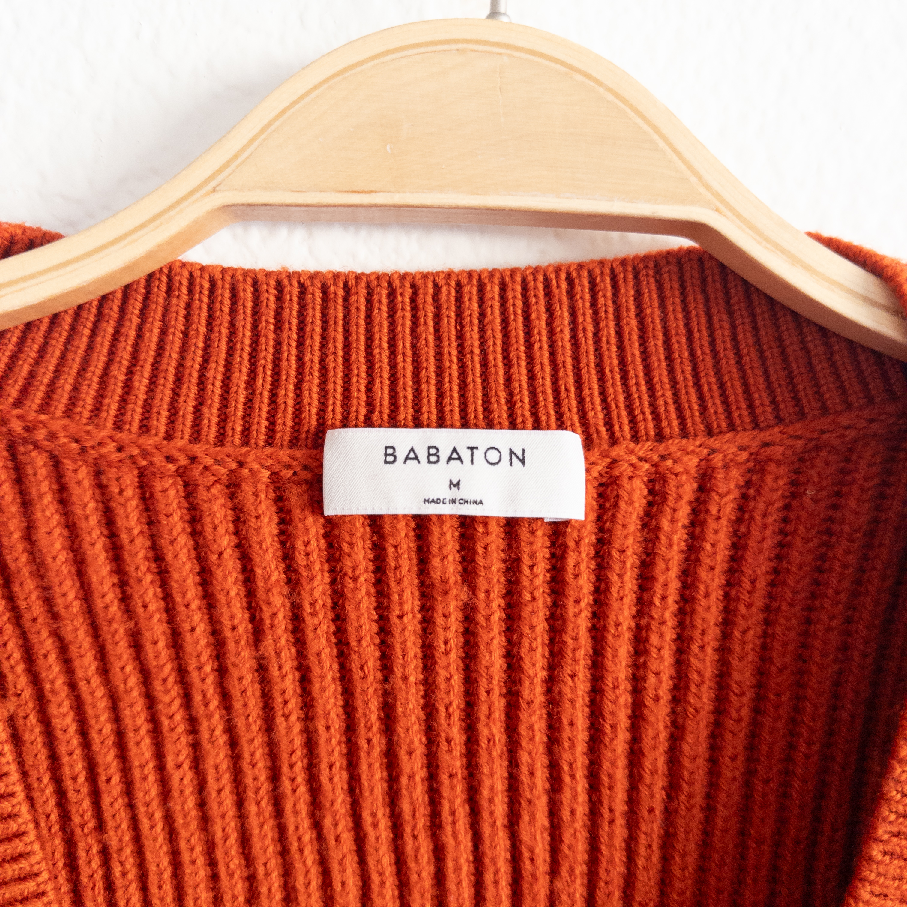 Babaton Rust Orange Roger Oversized 100% Wool Chunky Knit Sweater Size Medium