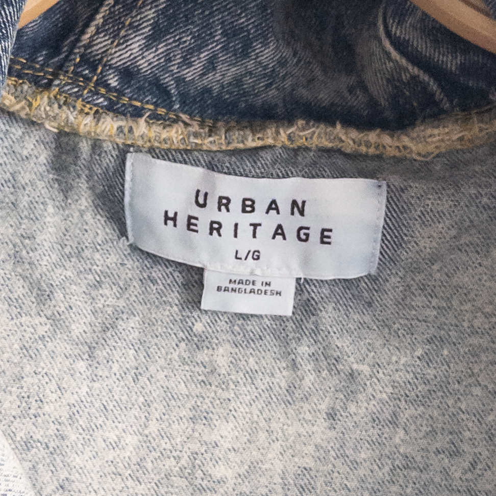 Urban Heritage Stonewash Denim Jean Hooded Jacket Size Large NWT