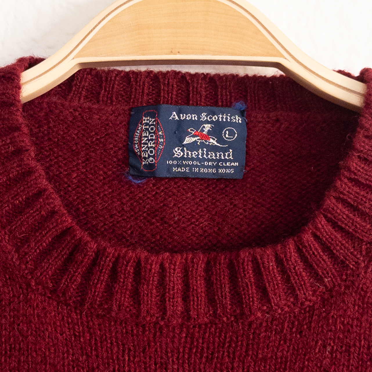 Kenneth Gordon Avon Scottish Maroon Red 100% Wool Sweater Vintage Size Large