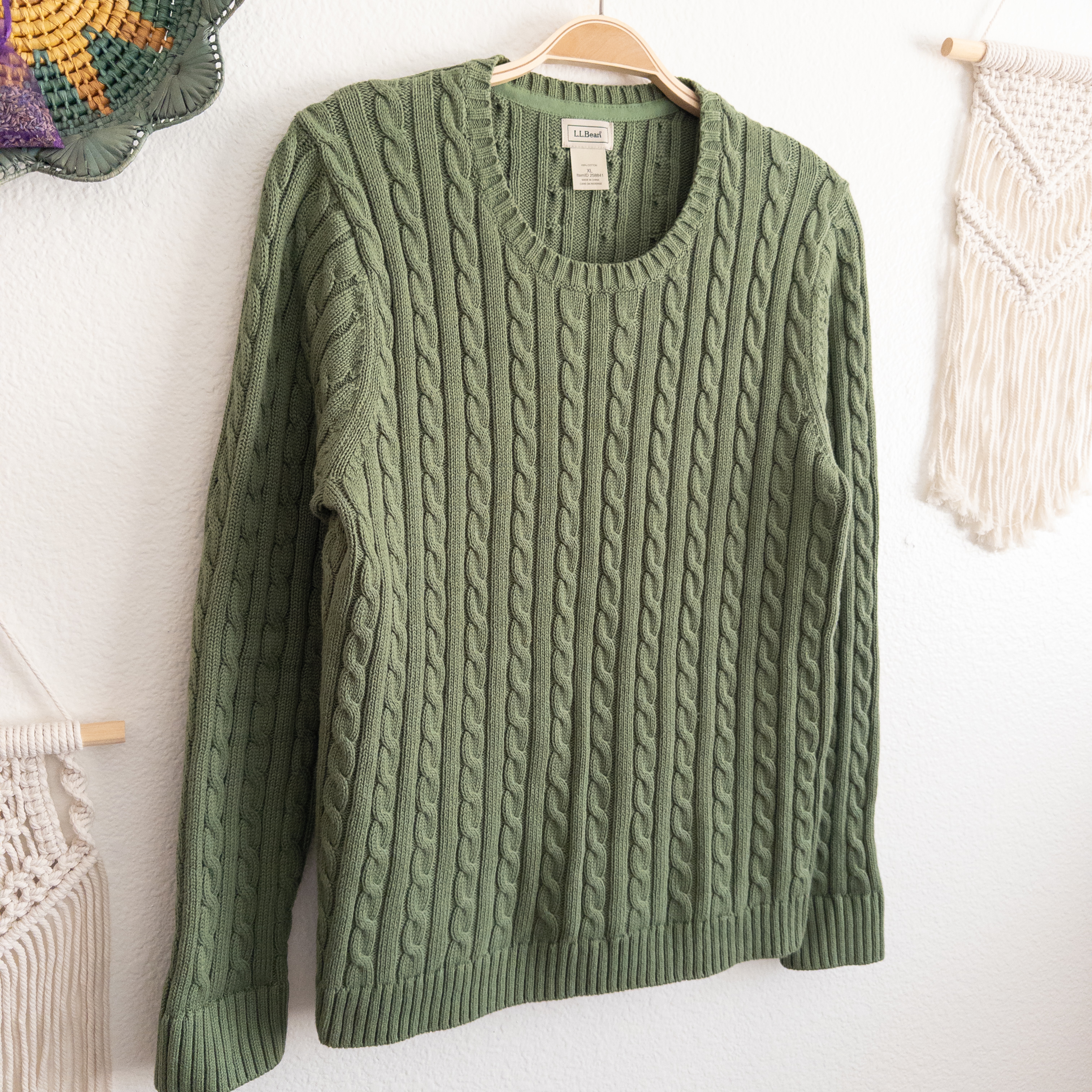 Green Cable Chunky Knit Sweater Size XL