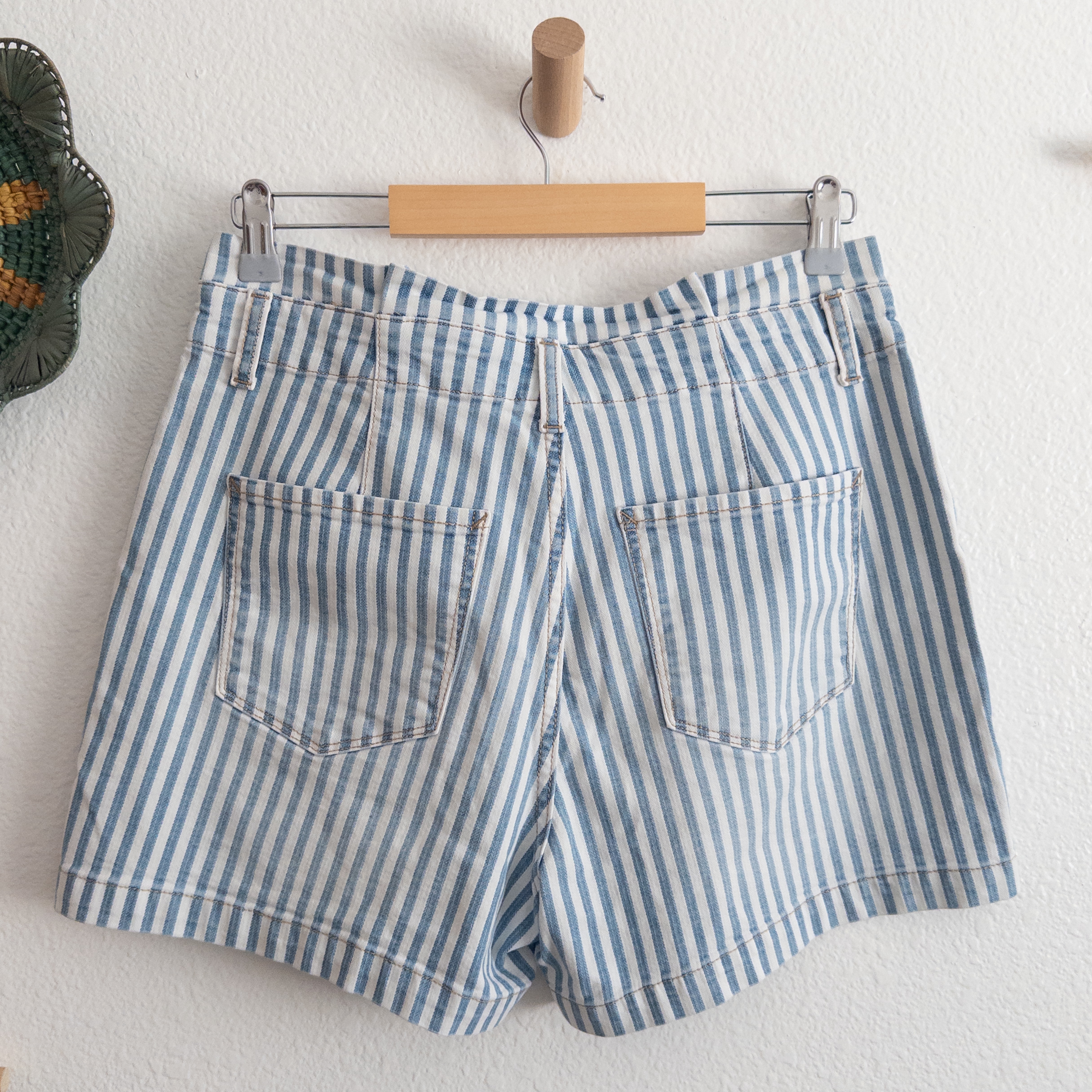 A.N.A. Coastal Blue and White Stripe Denim Jean Shorts Size 8