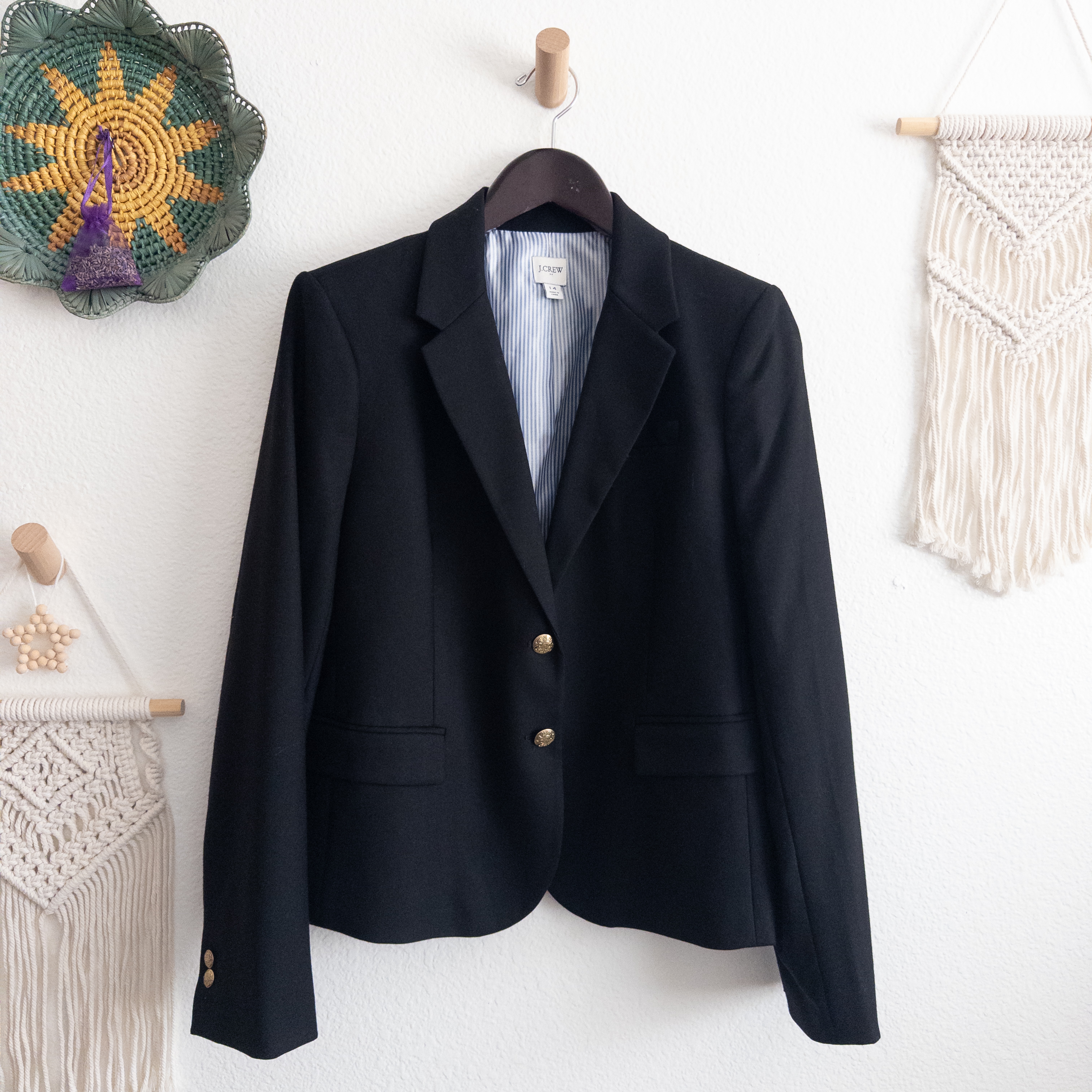 Wool Blend Black Blazer Jacket Size 14