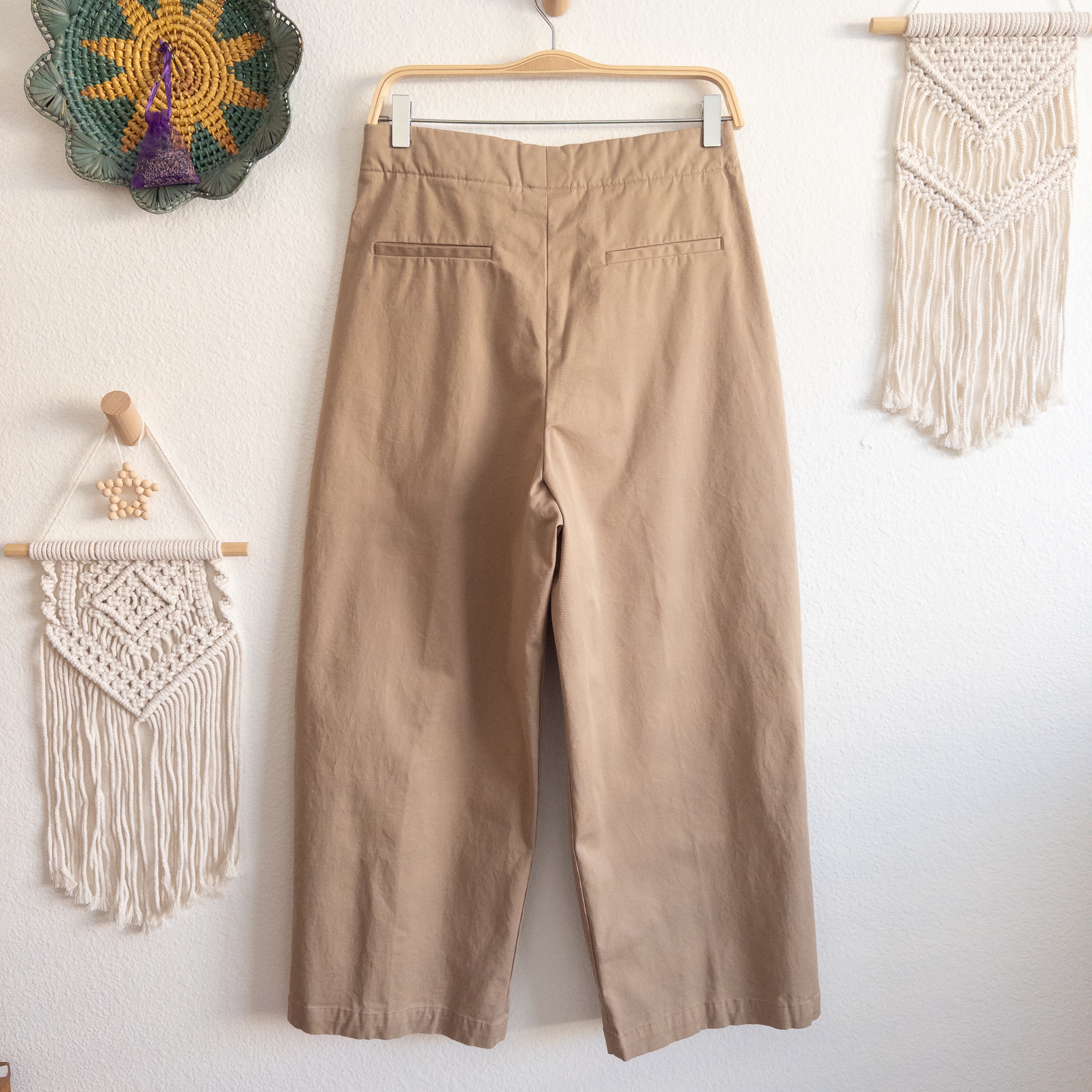 Zara Classic Tan Wide-Leg Ankle Trouser Pants Size 6