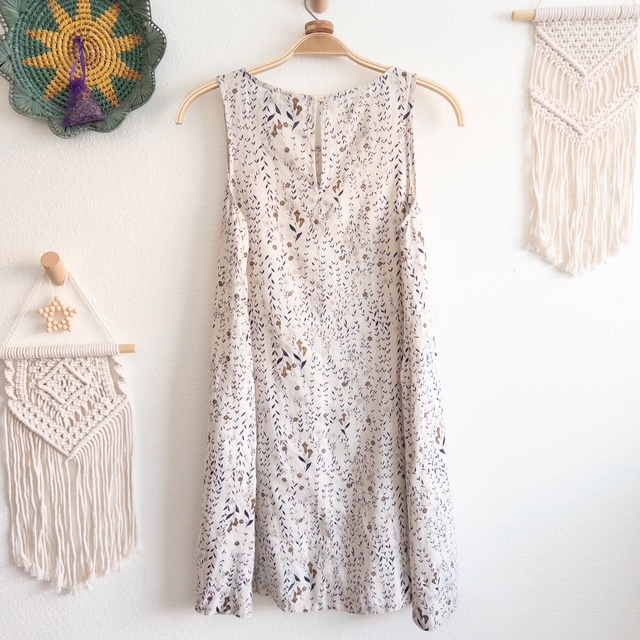 Cottage Core Boho Floral Sleeveless Linen Dress Size Medium