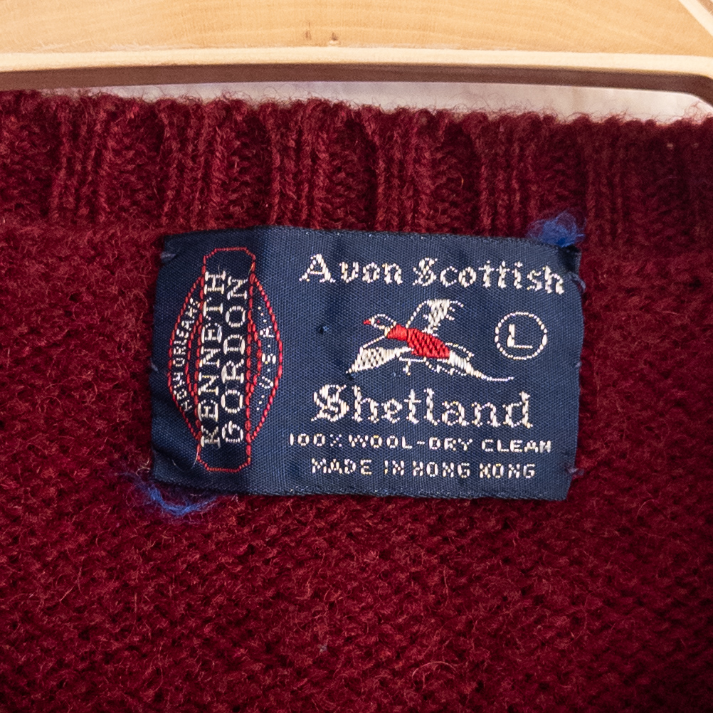 Kenneth Gordon Avon Scottish Maroon Red 100% Wool Sweater Vintage Size Large