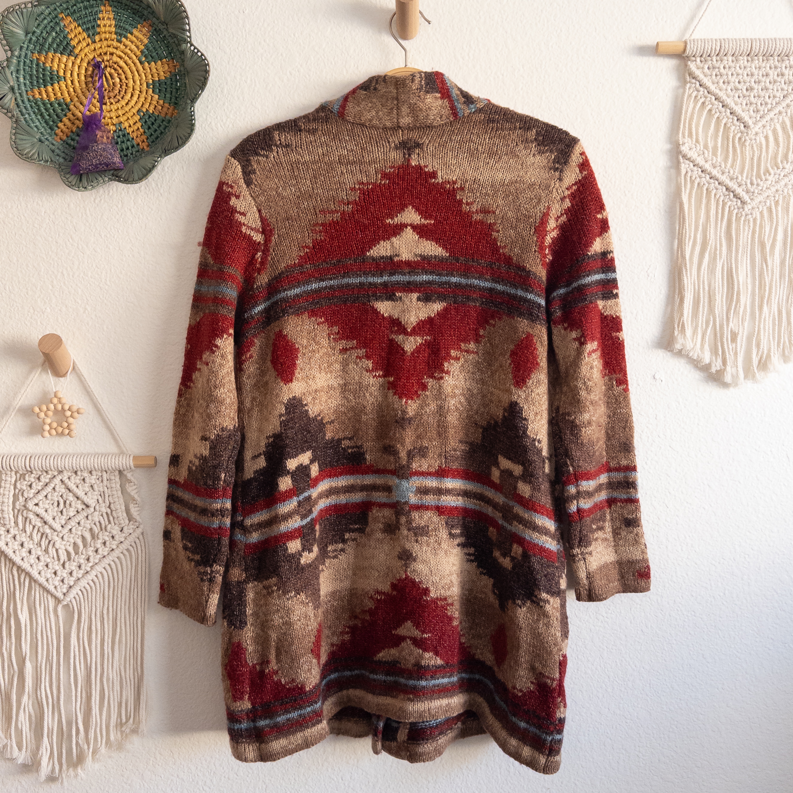 J. Jill Southwestern Azetc Wool Blend Cardigan Sweater Size Medium