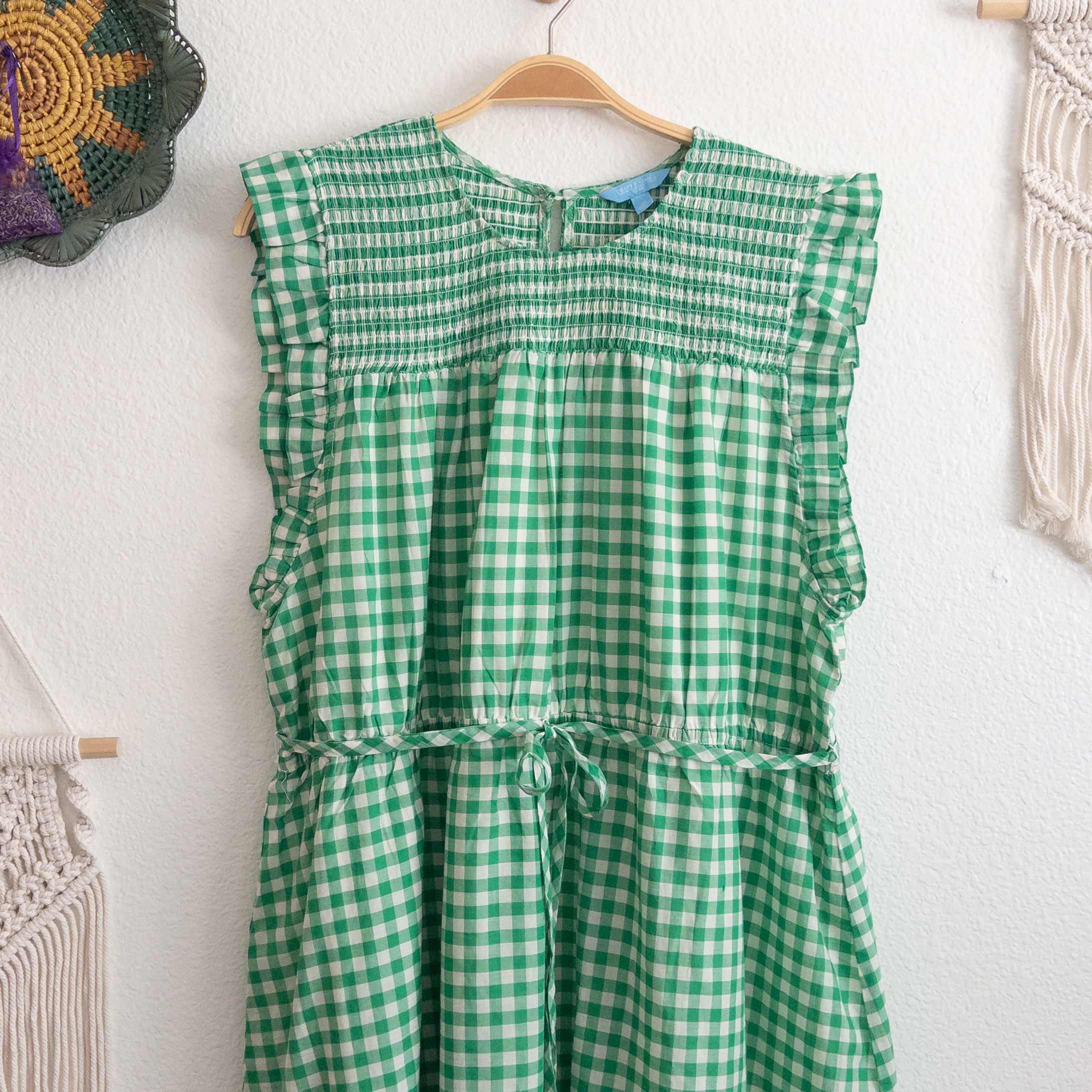 Draper James RSVP Green and White Gingham Midi Sun Dress Size 2X