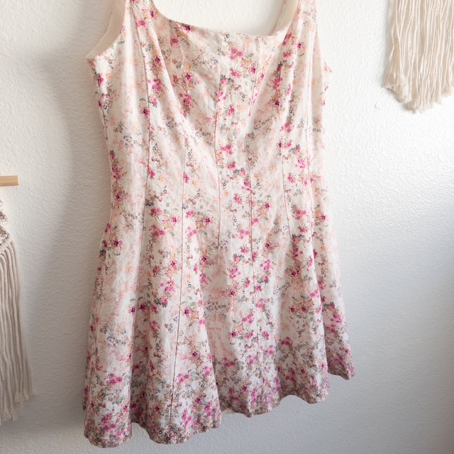 Spring Boho Floral Linen Blend Sun Dress Size 12