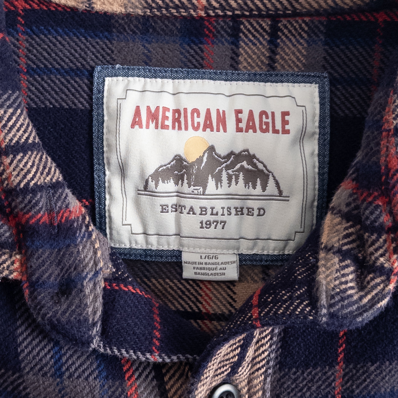 American Eagle Heavy Plaid Flannel Button Down Shirt Size Large