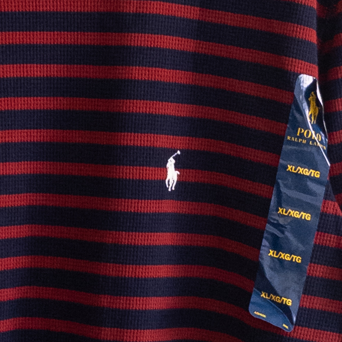 Polo Ralph Lauren Red and Blue Striped Long Sleeve Pullover Shirt Size XL New