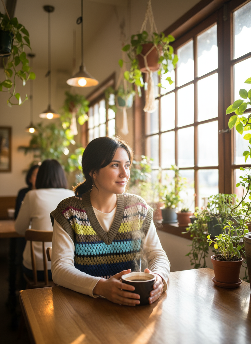Coletta Striped Crochet Sweater Vest