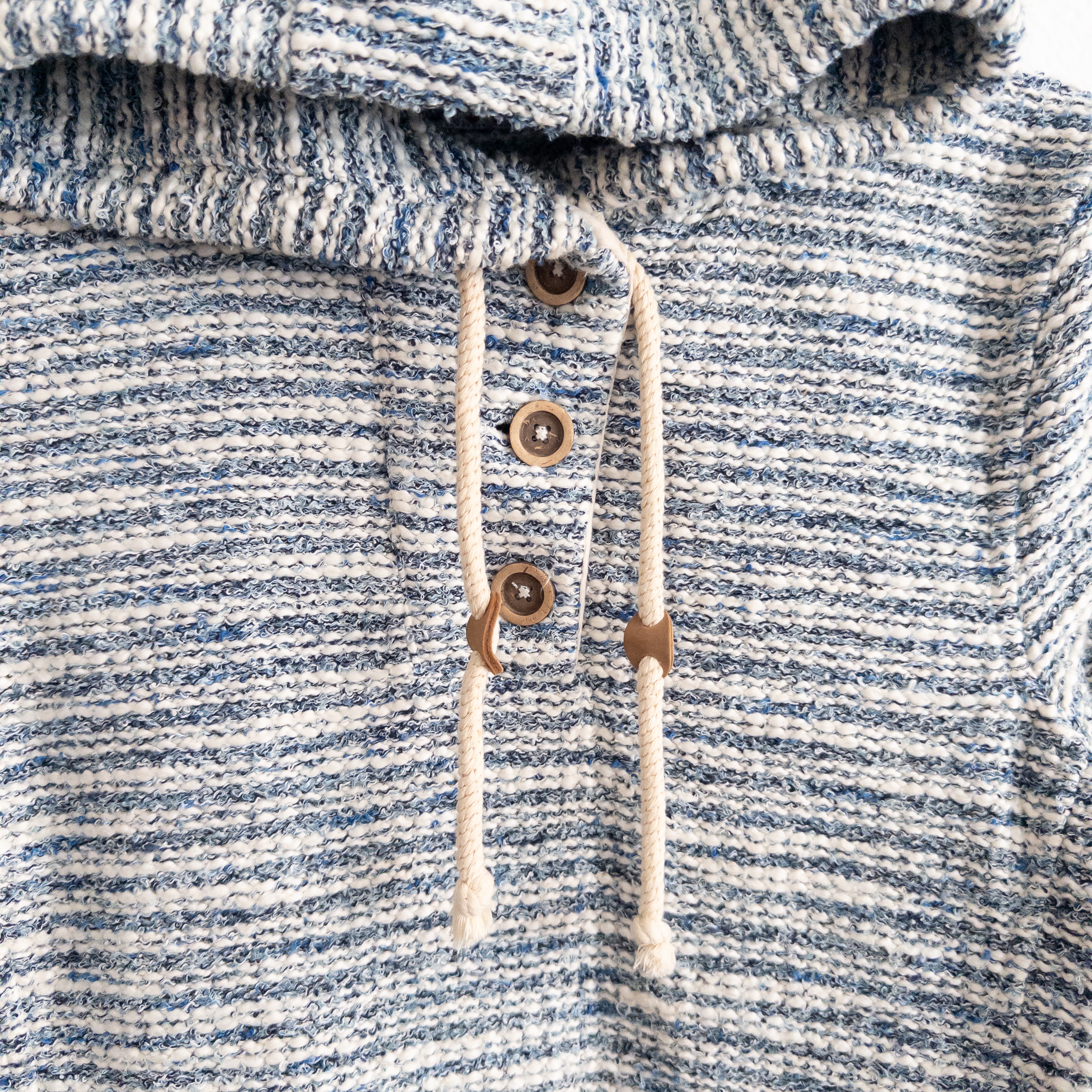 Weird Fish Estado Slub Knit Hoodie Sweatshirt Blue and White Size 16