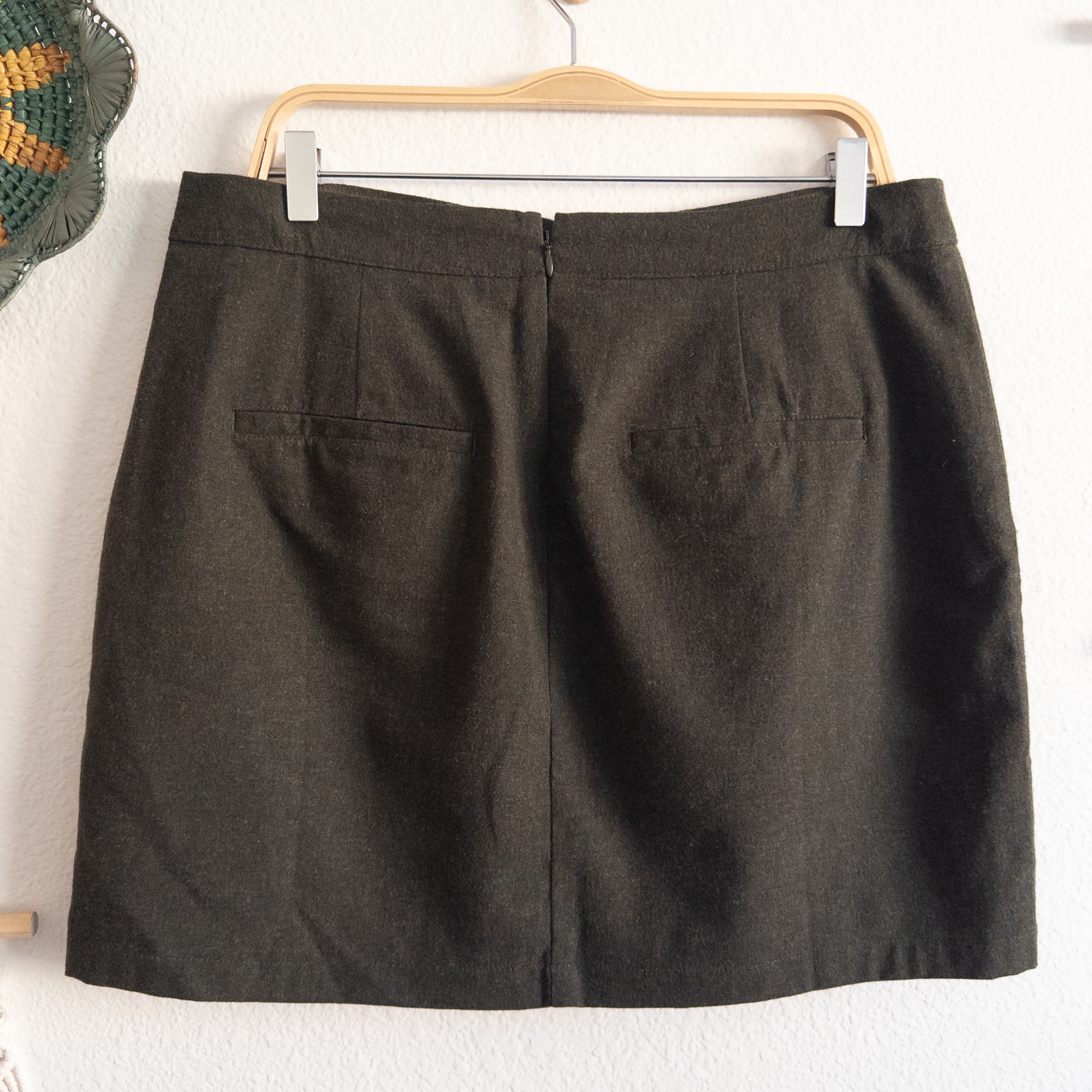 Madewell Heather Green Wool Blend Cargo Mini Skirt Size 14