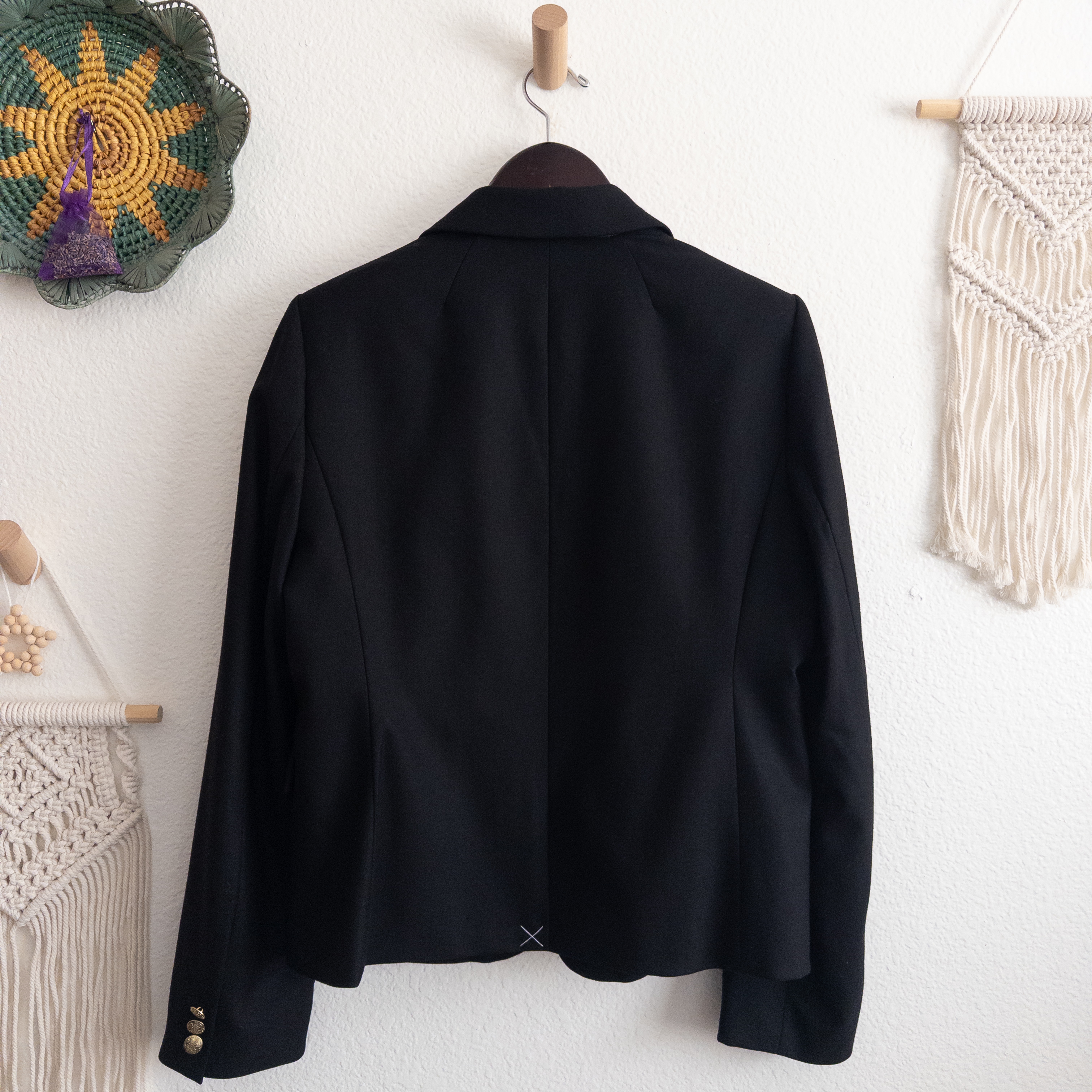 Wool Blend Black Blazer Jacket Size 14