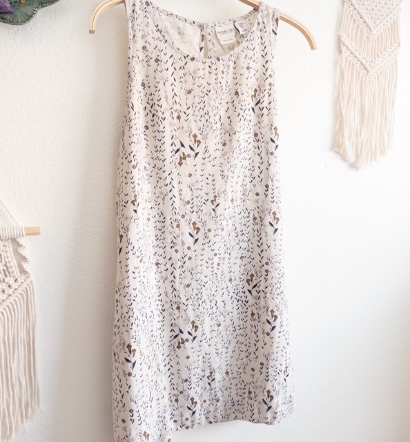 Cottage Core Boho Floral Sleeveless Linen Dress Size Medium