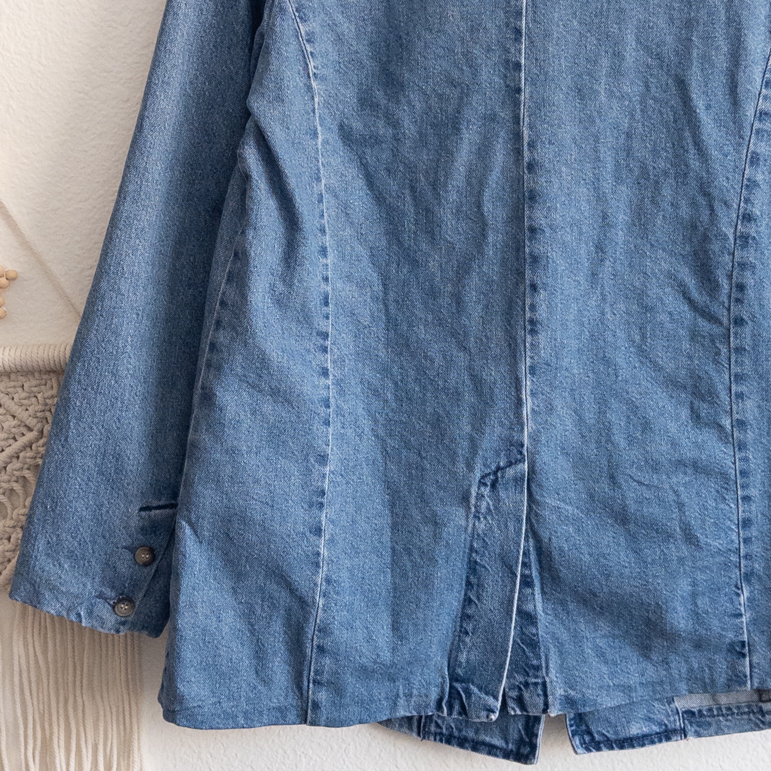 Mango MNG  Blue Denim Jean Pocketed Blazer Jacket Size XL