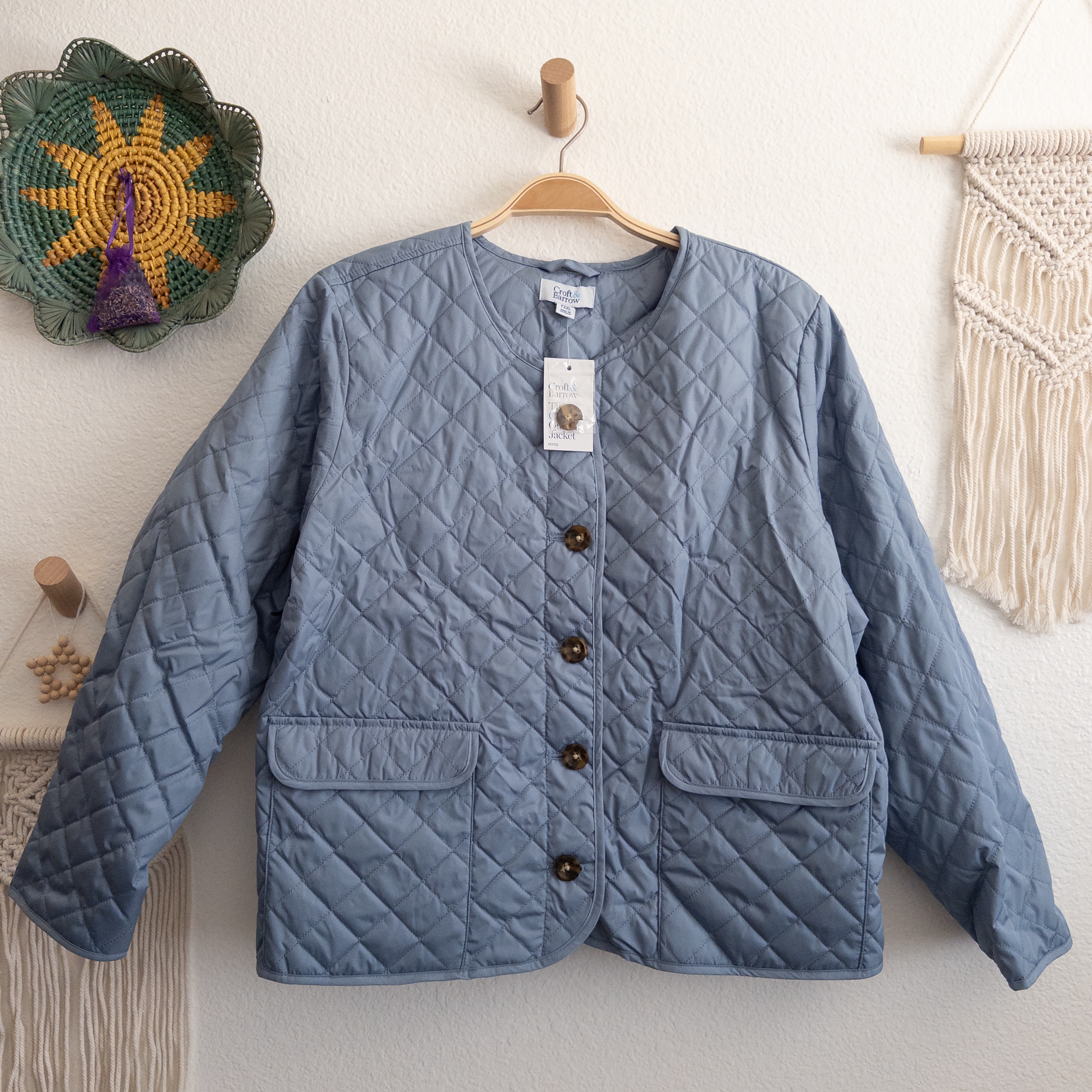 Quilted Light Blue Lightweight Outdoor Packable Jacket NWT Petite XXL