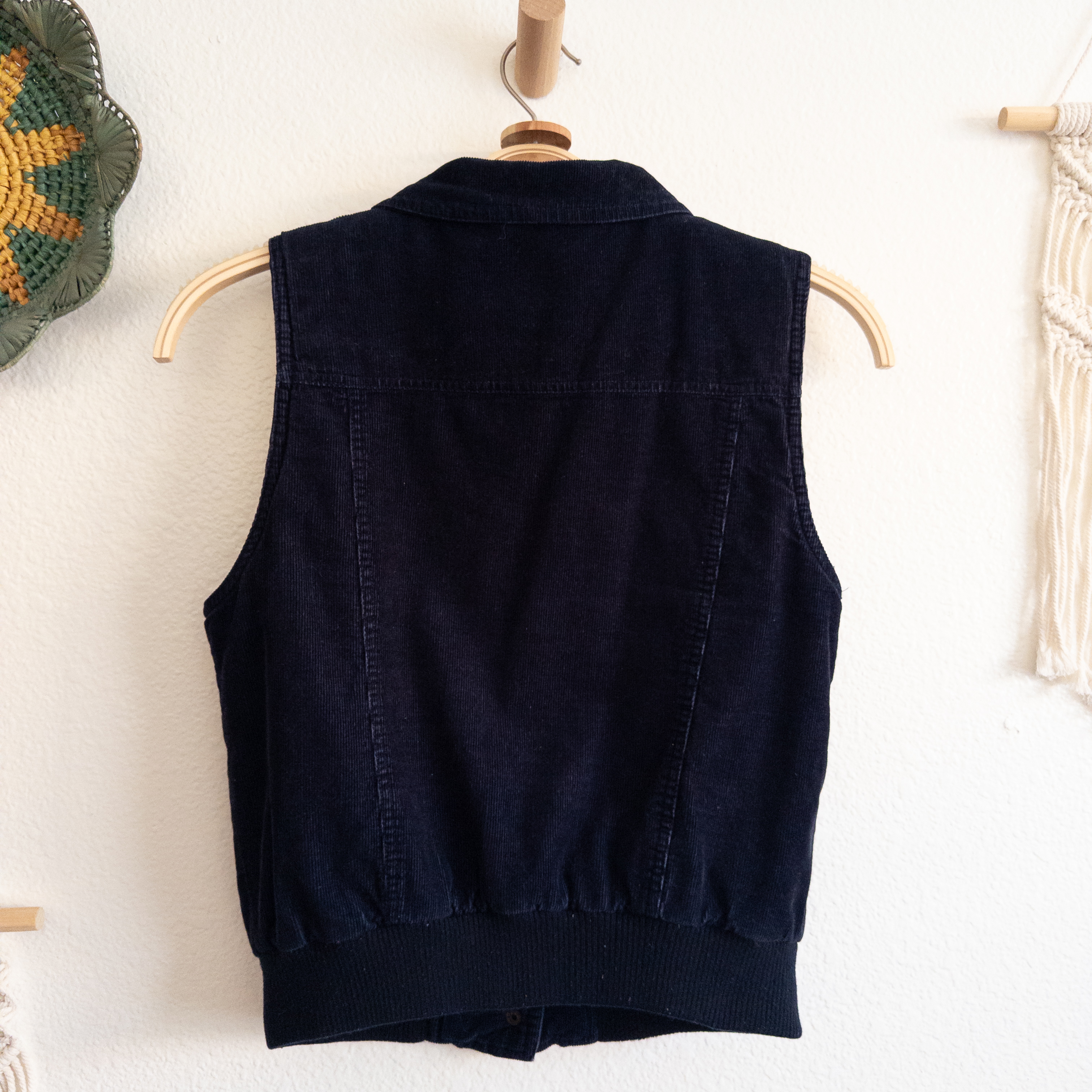 Hollister I Love H81 Navy Blue Corduroy Vest 