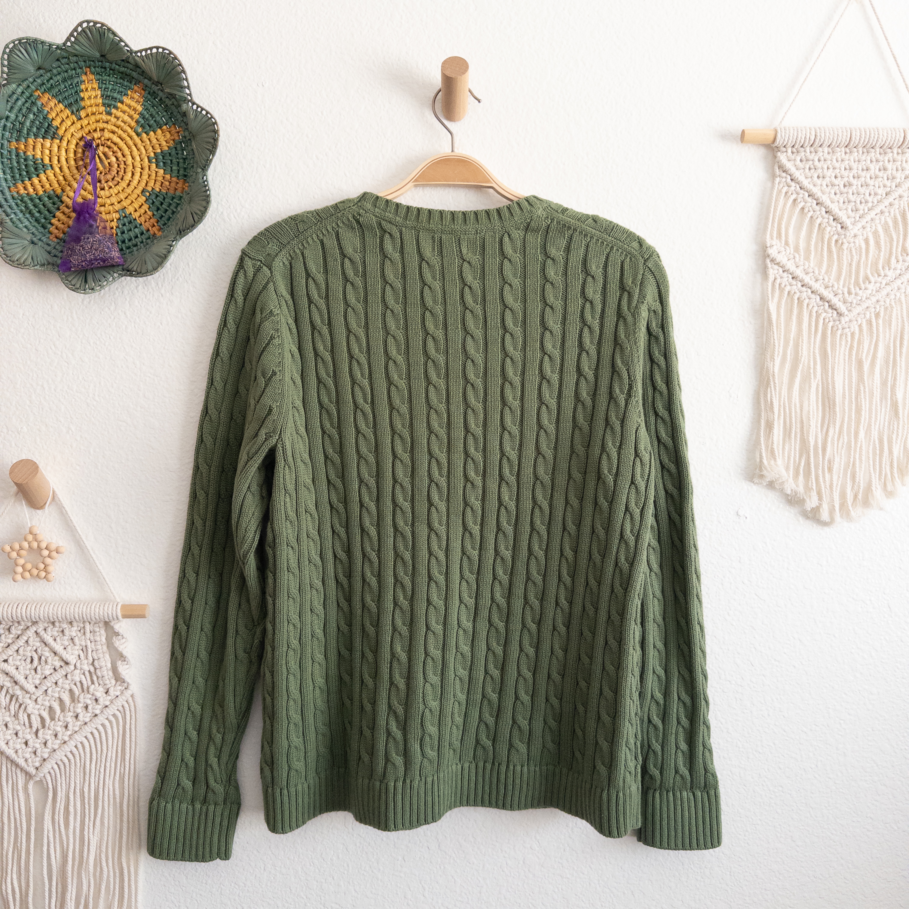 Green Cable Chunky Knit Sweater Size XL