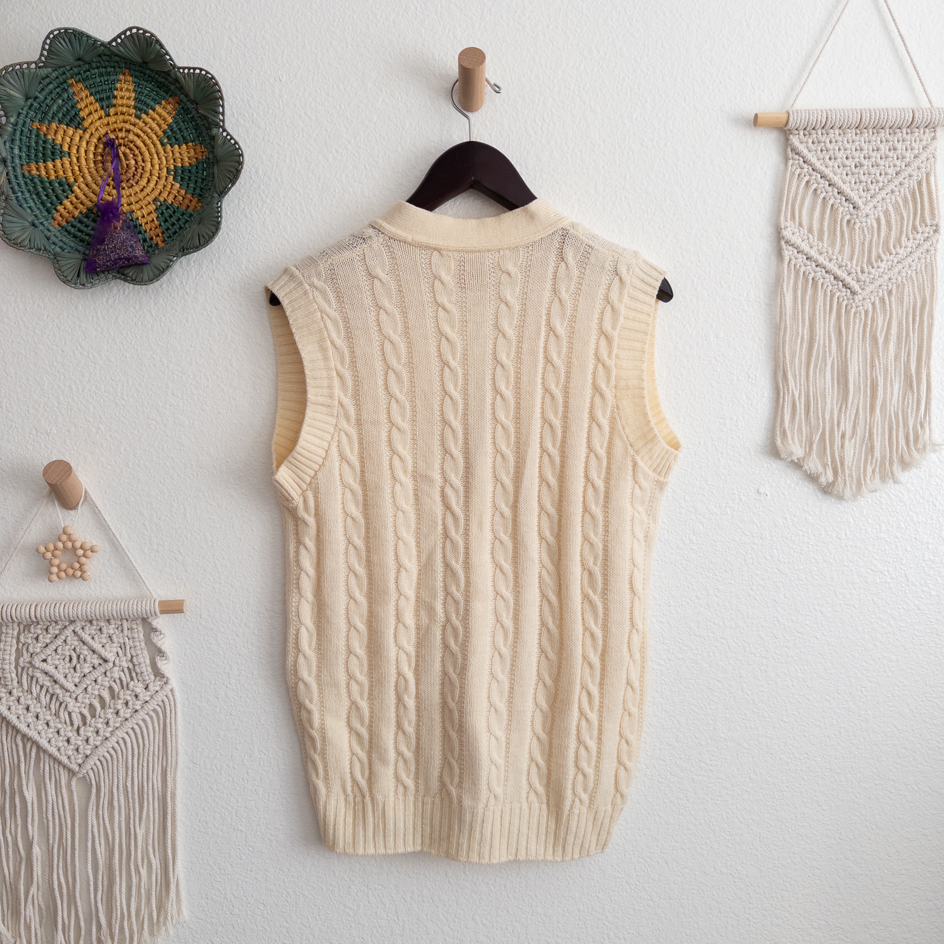 Cream Cable Knit Buttoned Vest